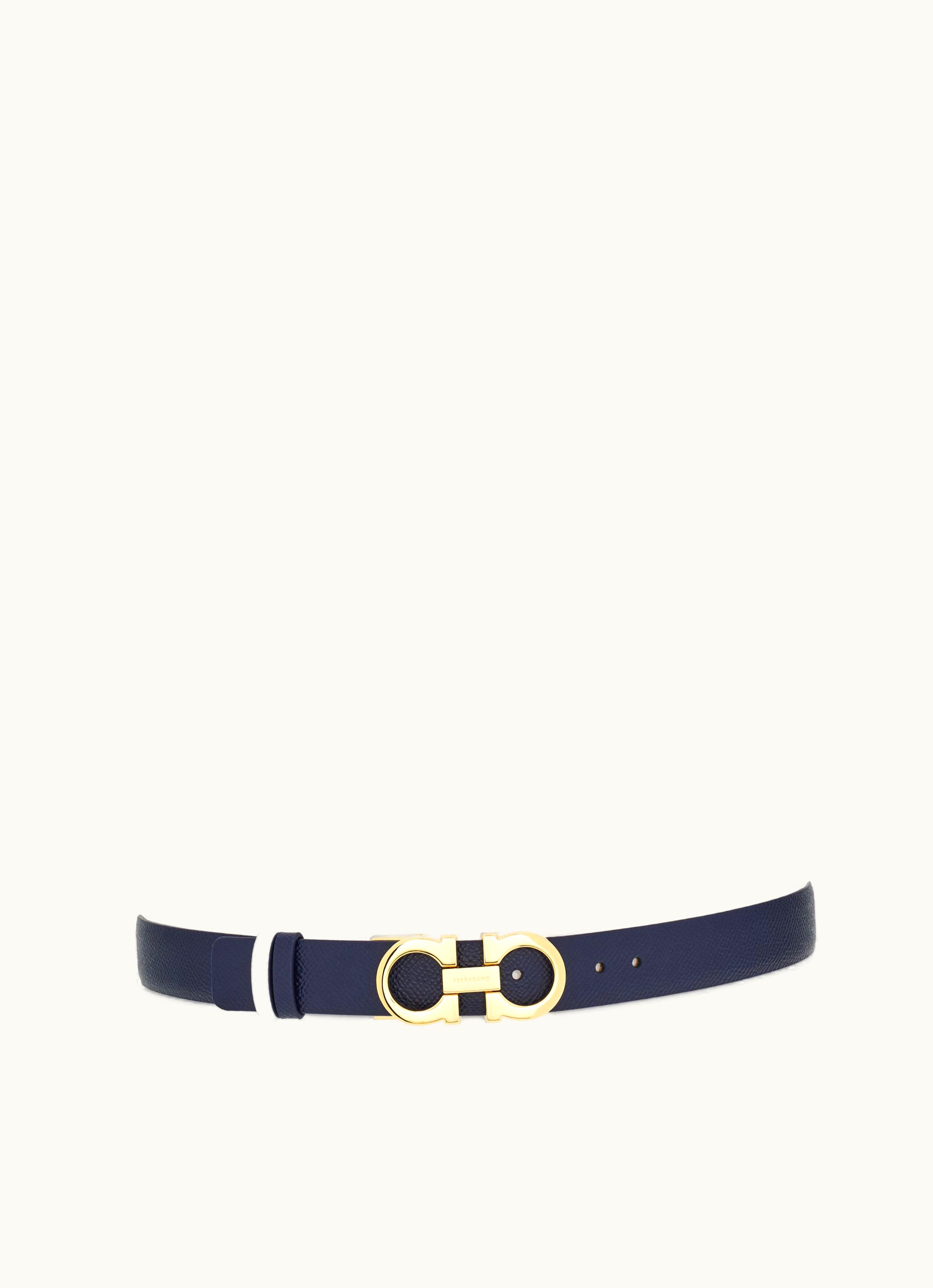 Ferragamo Ferragamo Gancini Reversible And Adjustable Blue Belt