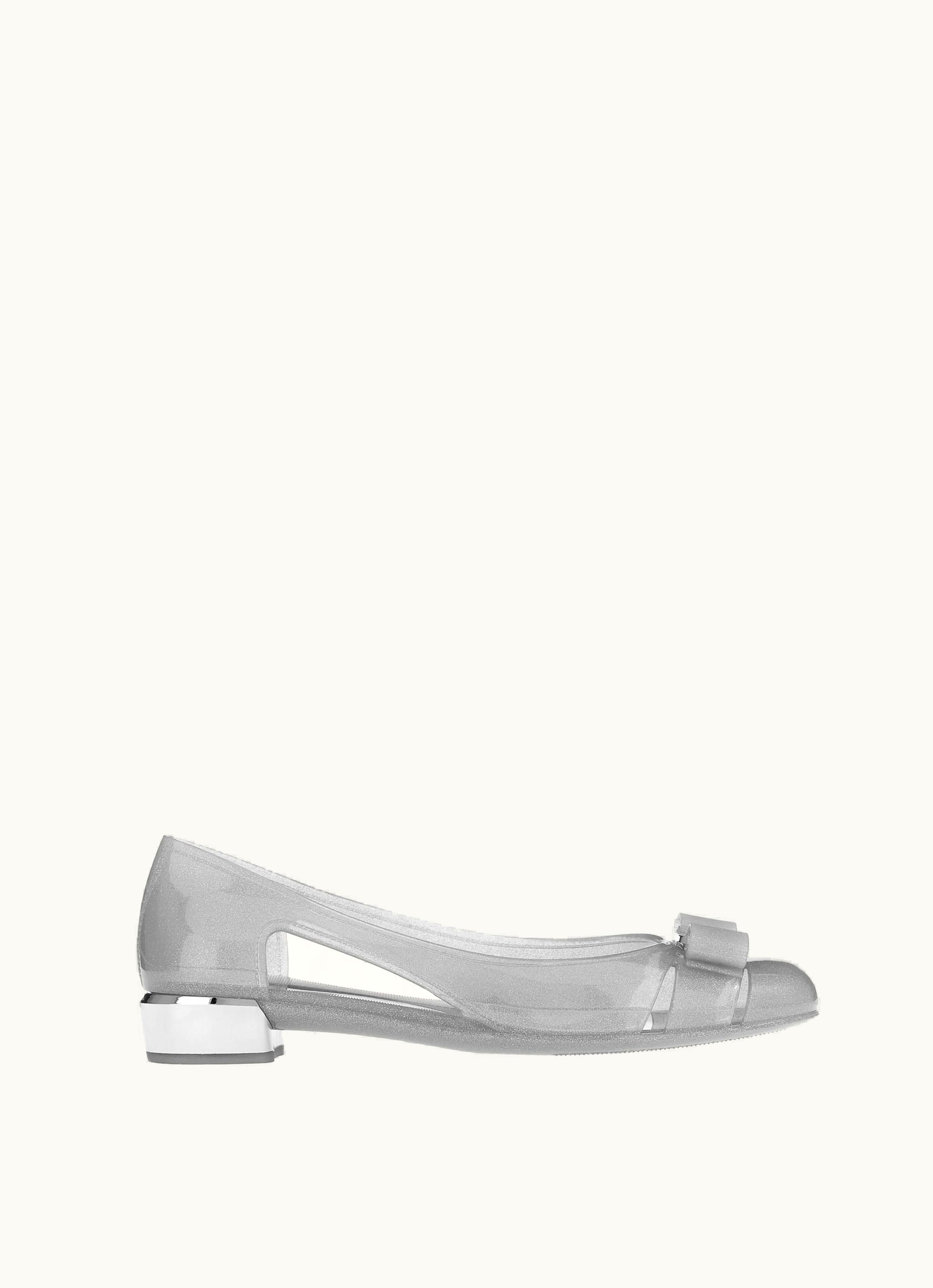 Ferragamo Ferragamo Jelly Ballet Flat With Vara Bow Silver