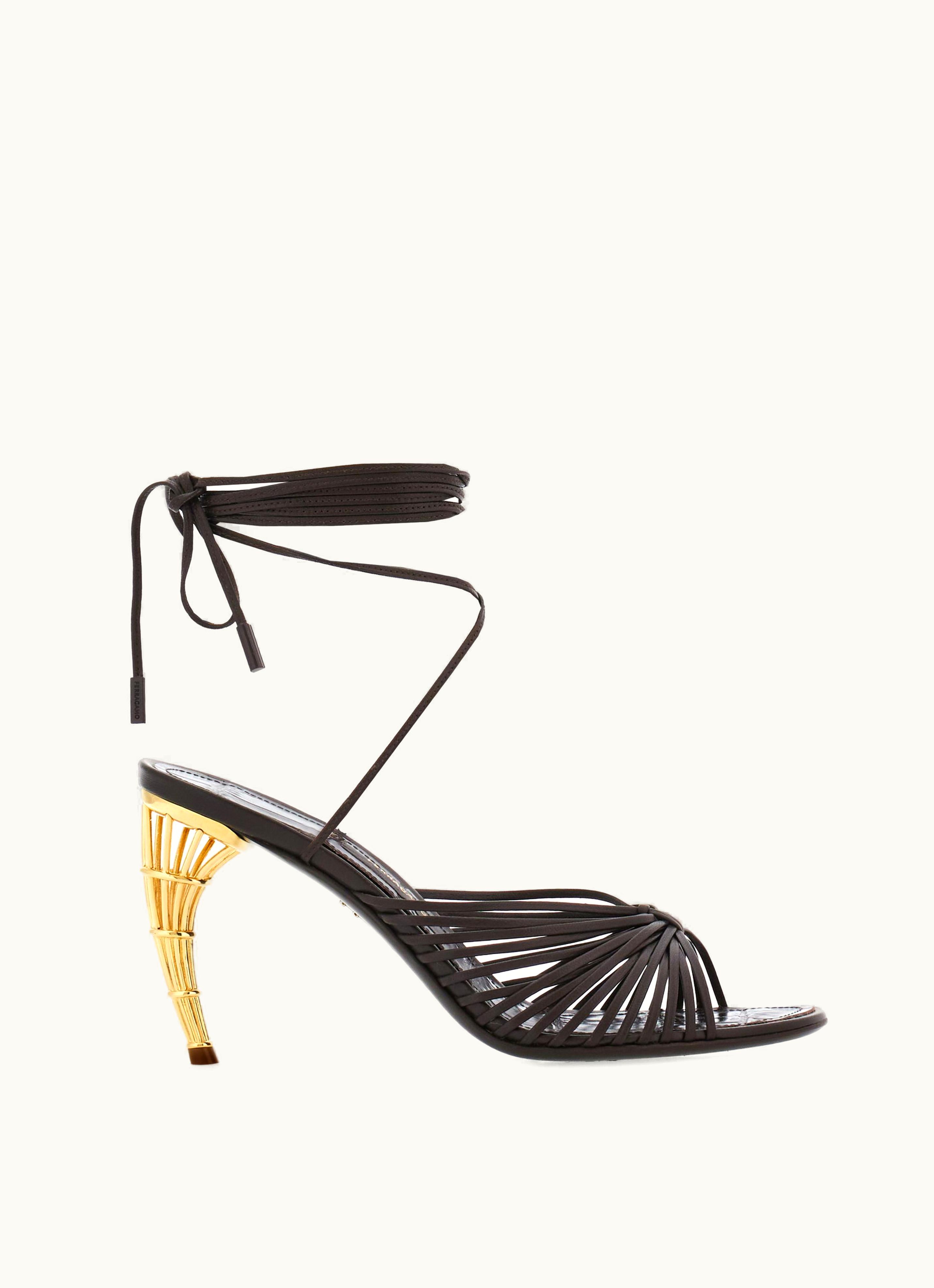 Ferragamo Ferragamo Cage Heel Sandal Brown - Luxury Brown Cage Heel Sandal