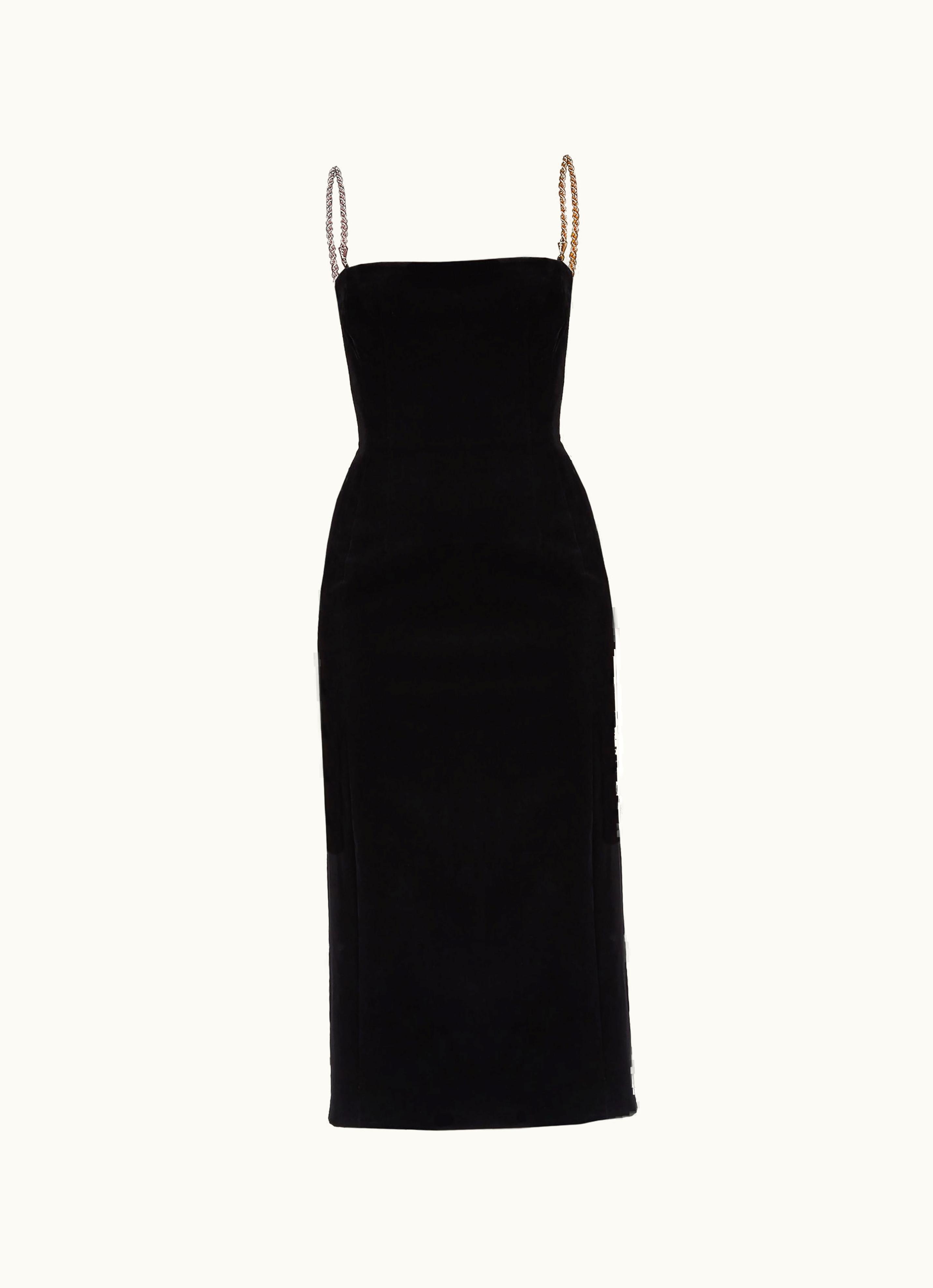 Ferragamo Ferragamo Midi Tube Dress With Twisted Chain Straps Black