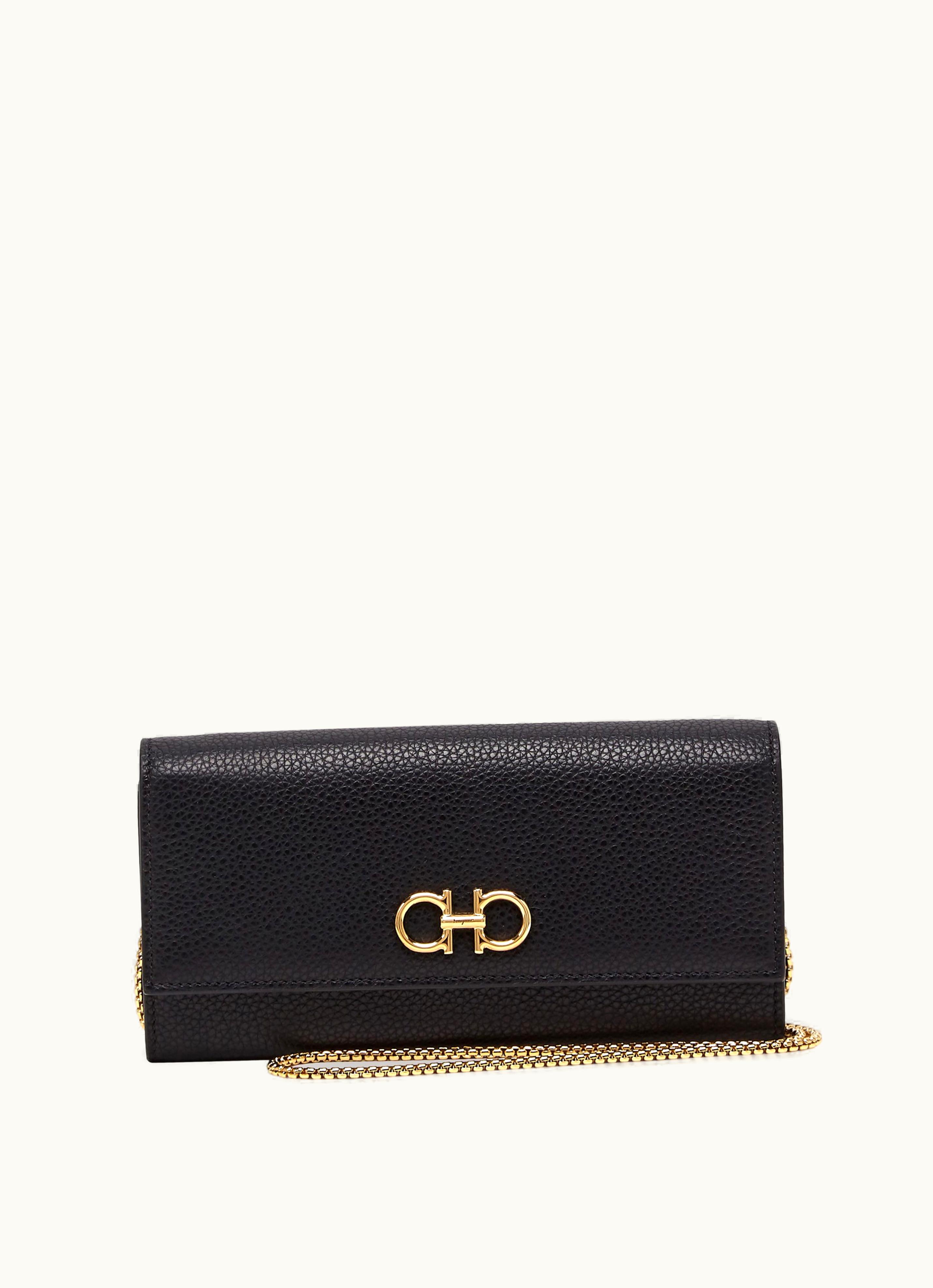 Ferragamo Ferragamo Gancini Wallet With Chain Black