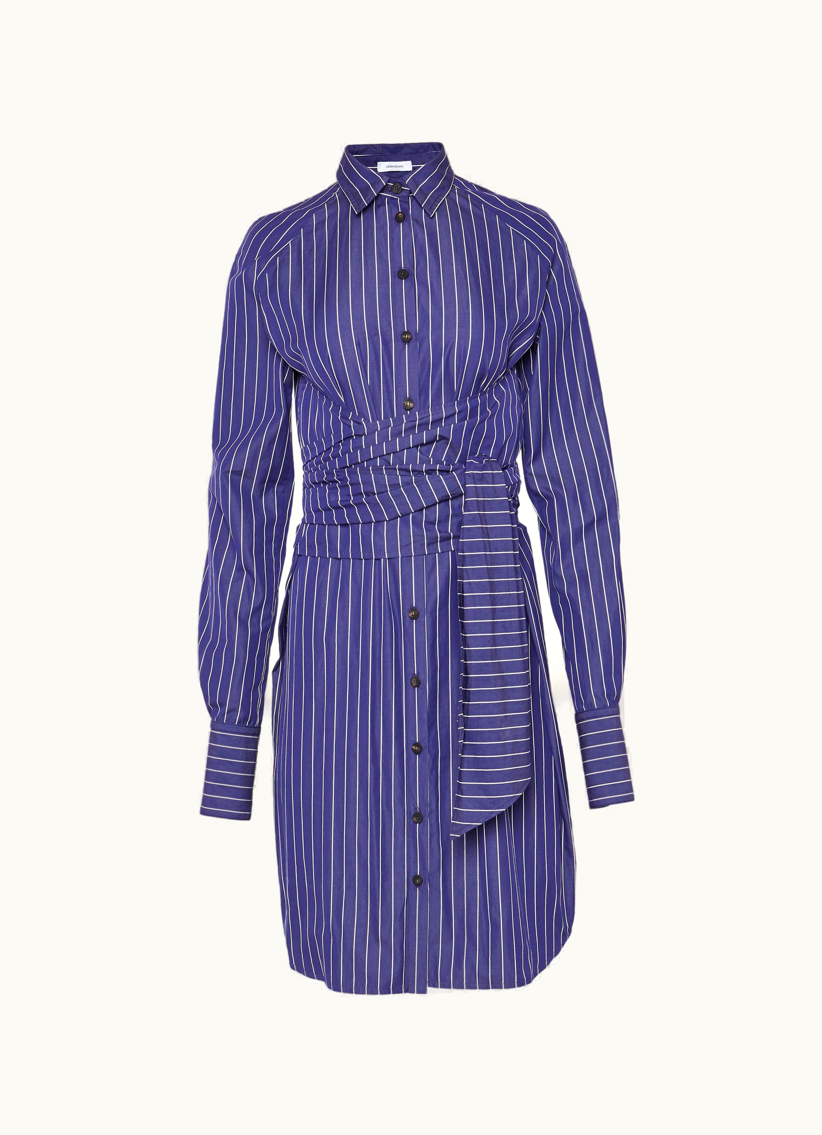 Ferragamo Ferragamo Pinstripe Shirt Dress Blue
