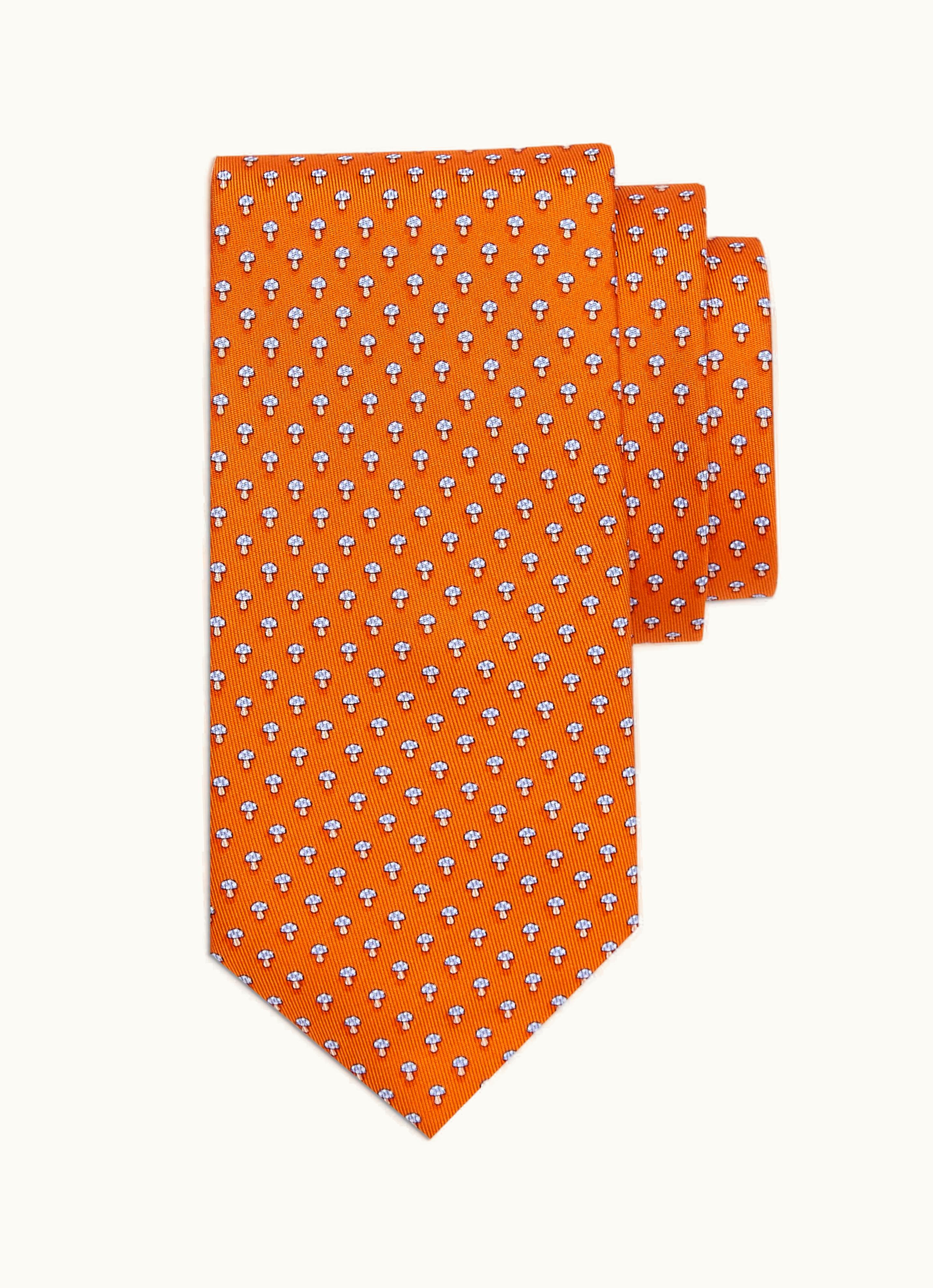 Ferragamo Ferragamo Mushroom Print Silk Tie Ties - Orange