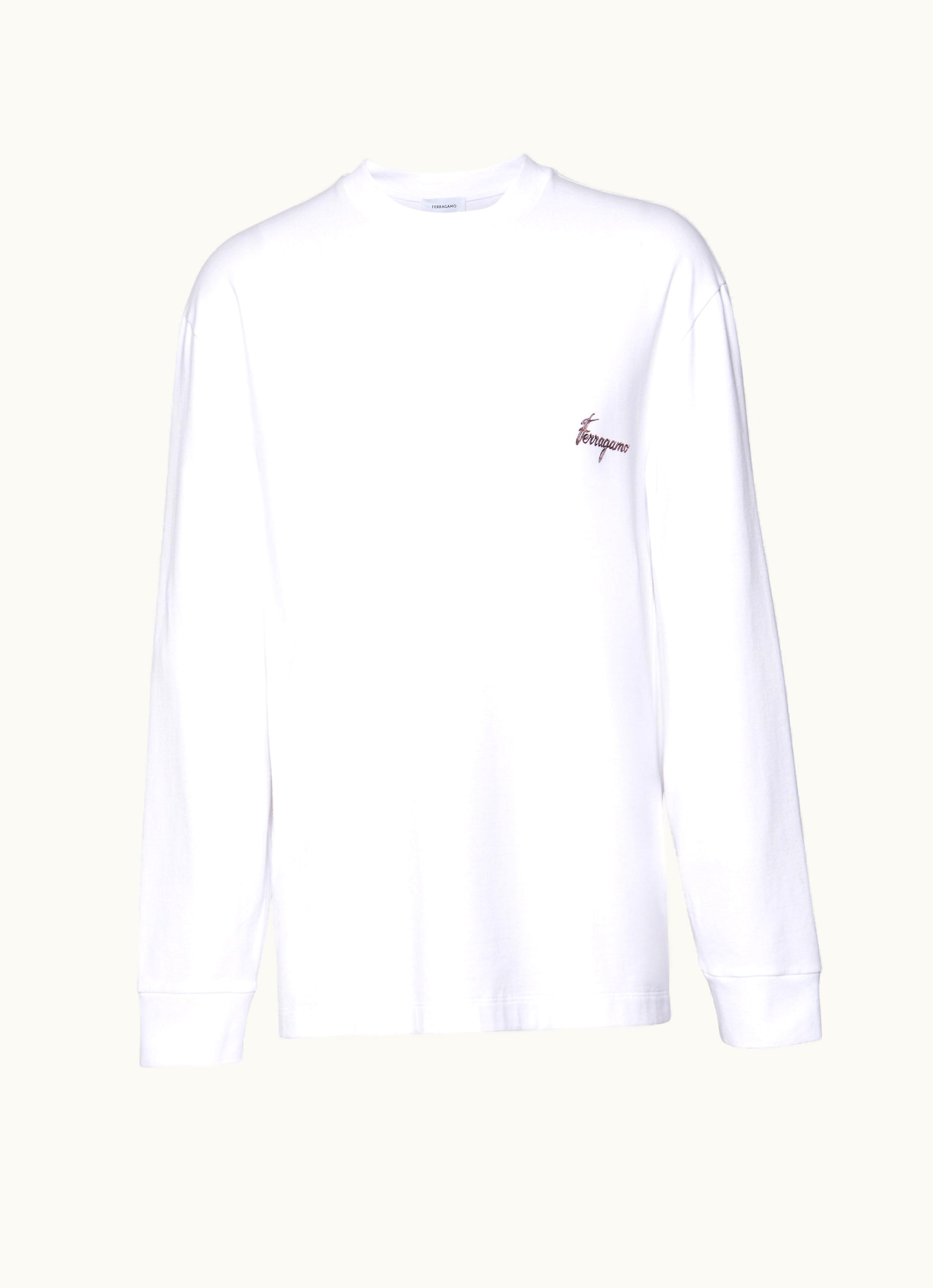 Ferragamo Ferragamo Long Sleeved T-Shirt With Botanical Print Polos & T-Shirts