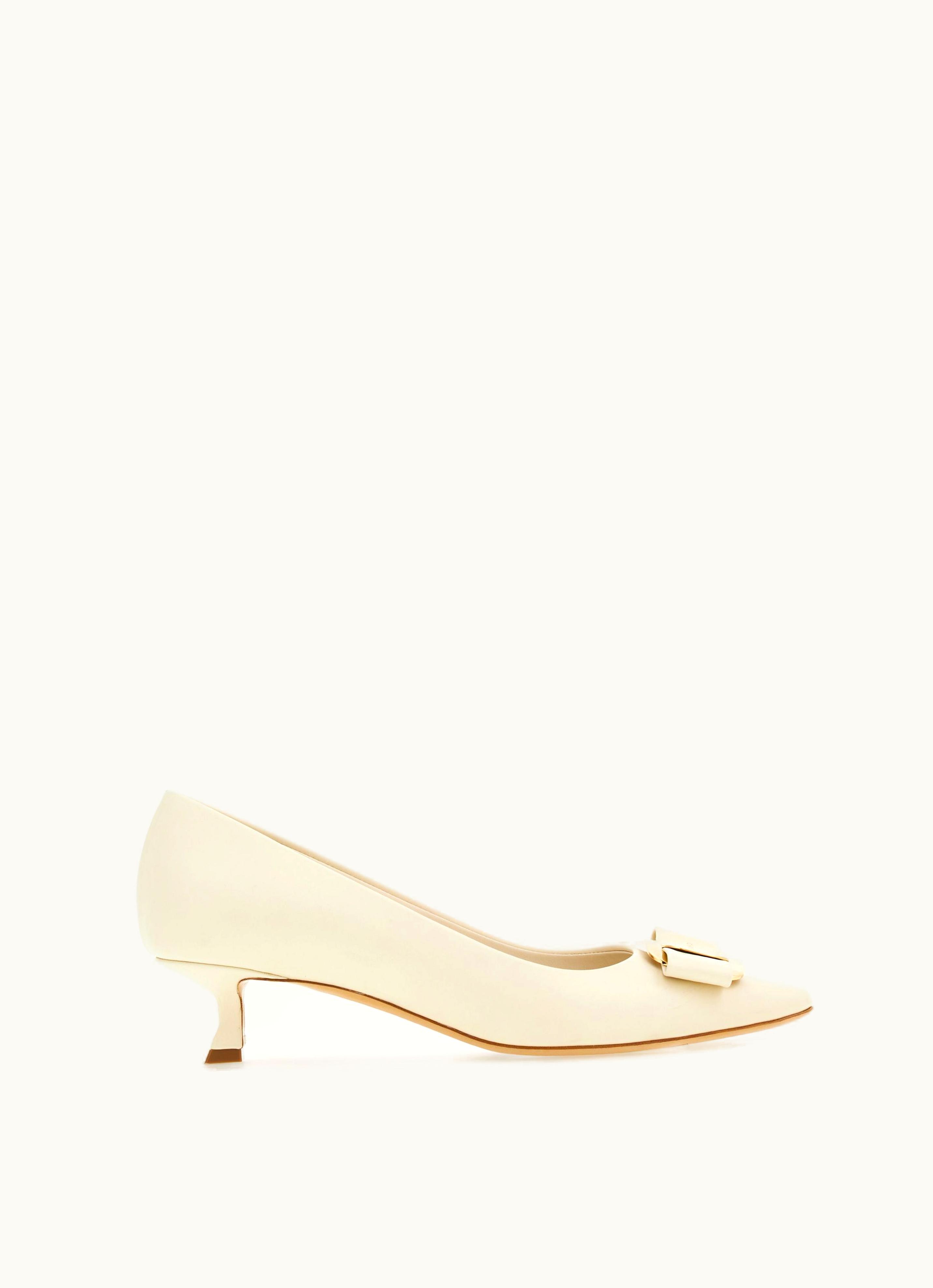 Ferragamo Ferragamo New Vara Plate Low Heel Pump White
