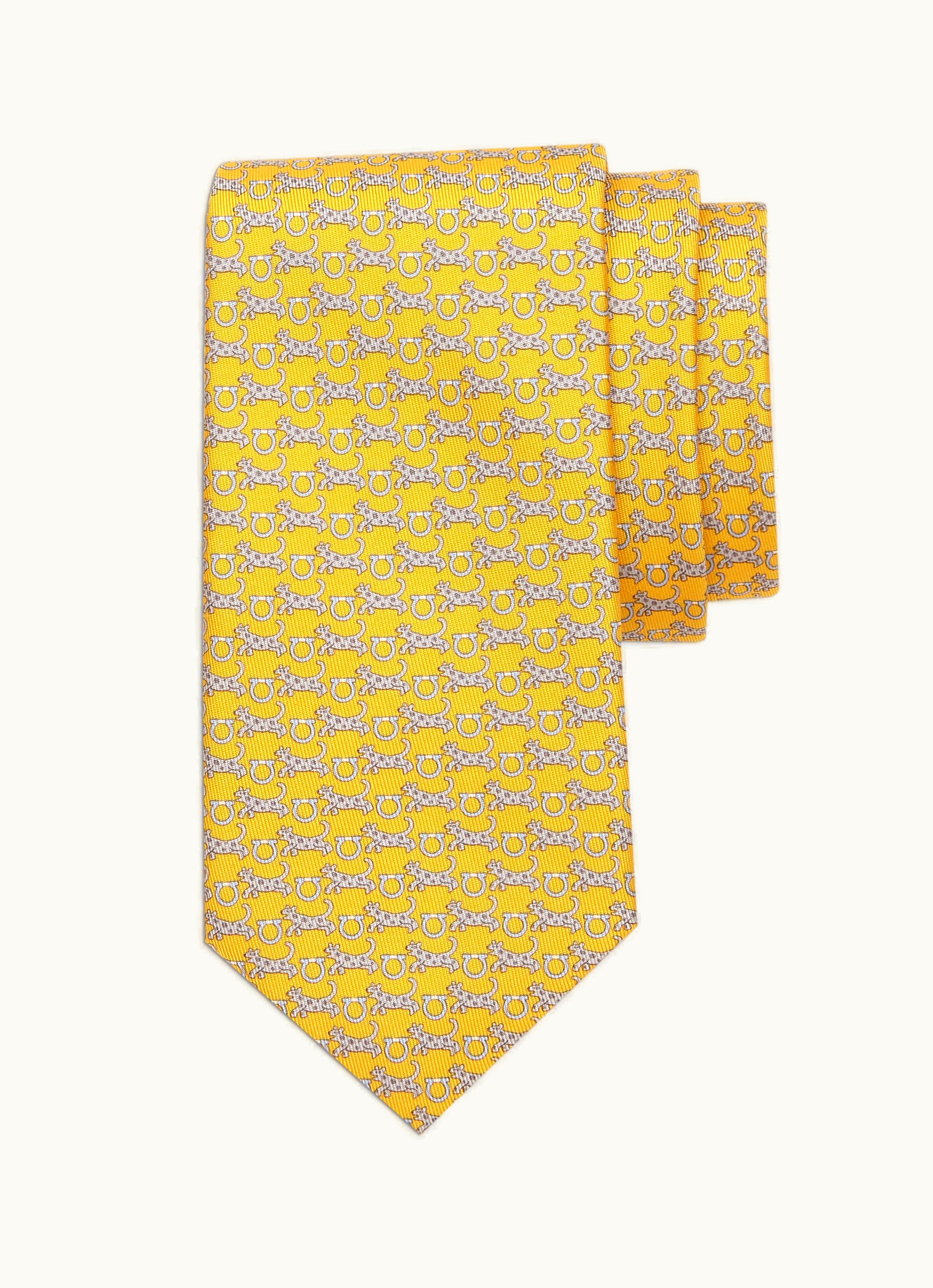 Ferragamo Ferragamo Tiger Print Silk Tie Ties 771614