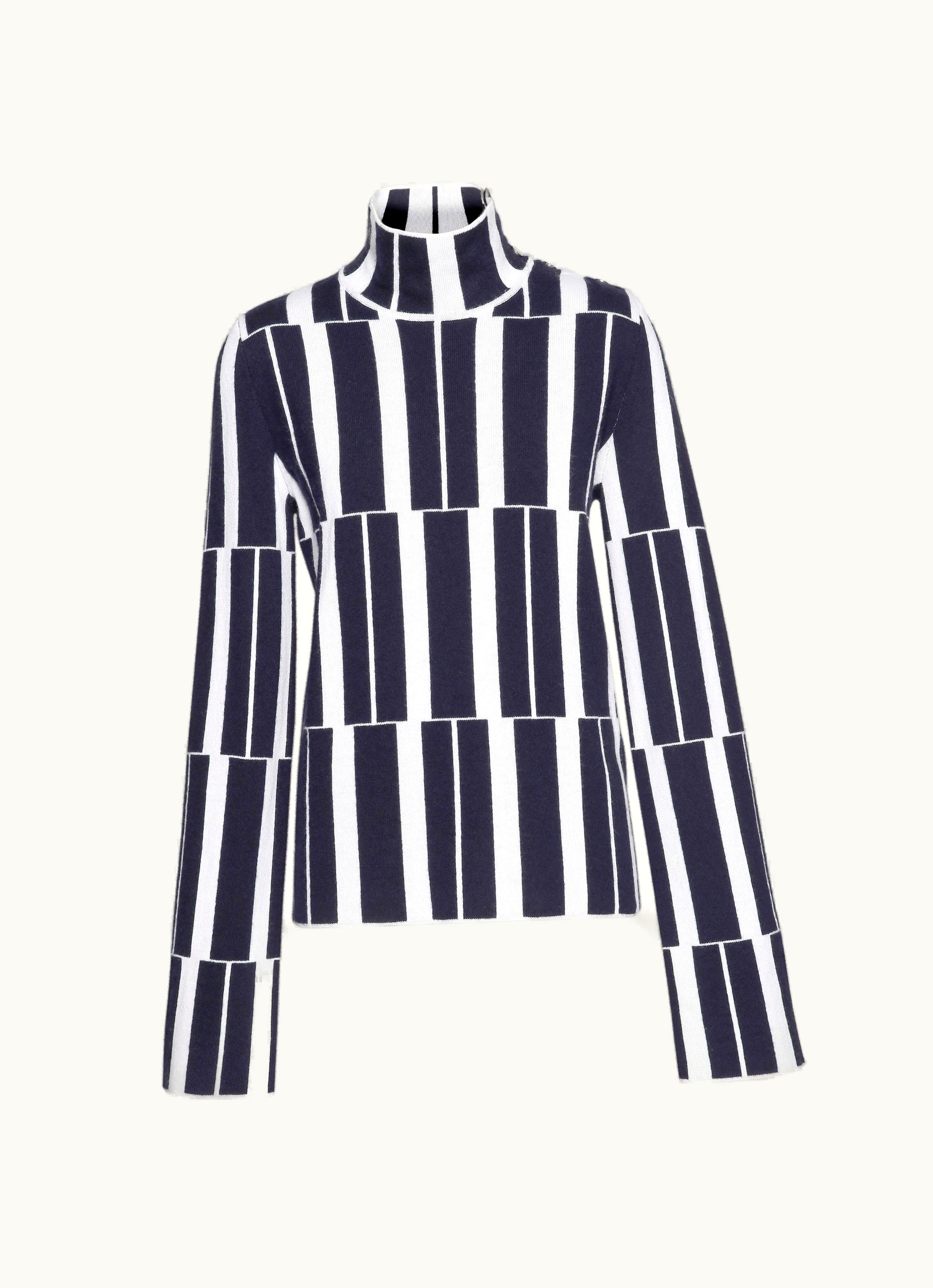 Ferragamo Ferragamo High Neck Jacquard Sweater Blue