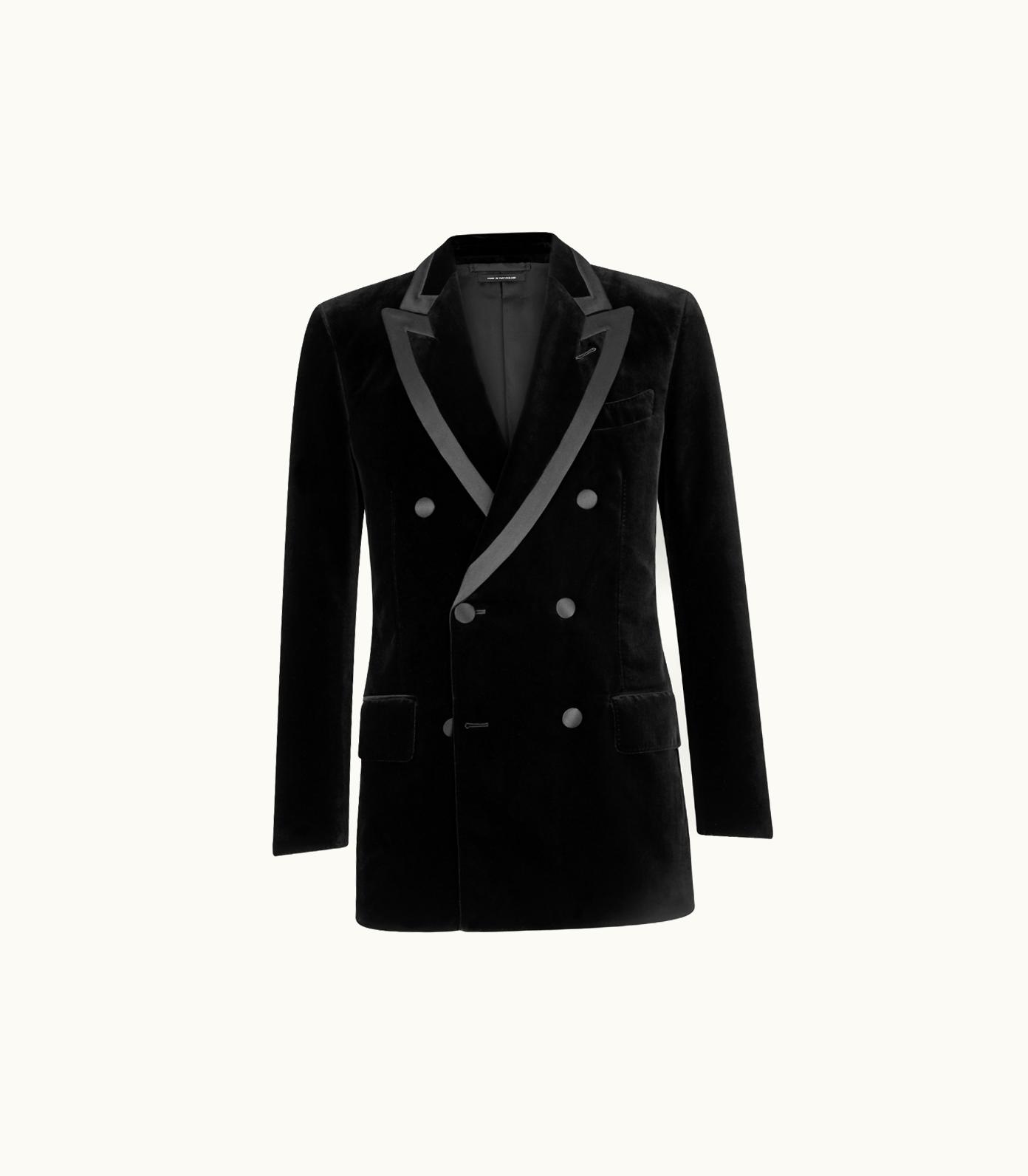 Tom Ford Tom Ford Atticus Compact Light Velvet Double-Breasted Cocktail Jacket Black