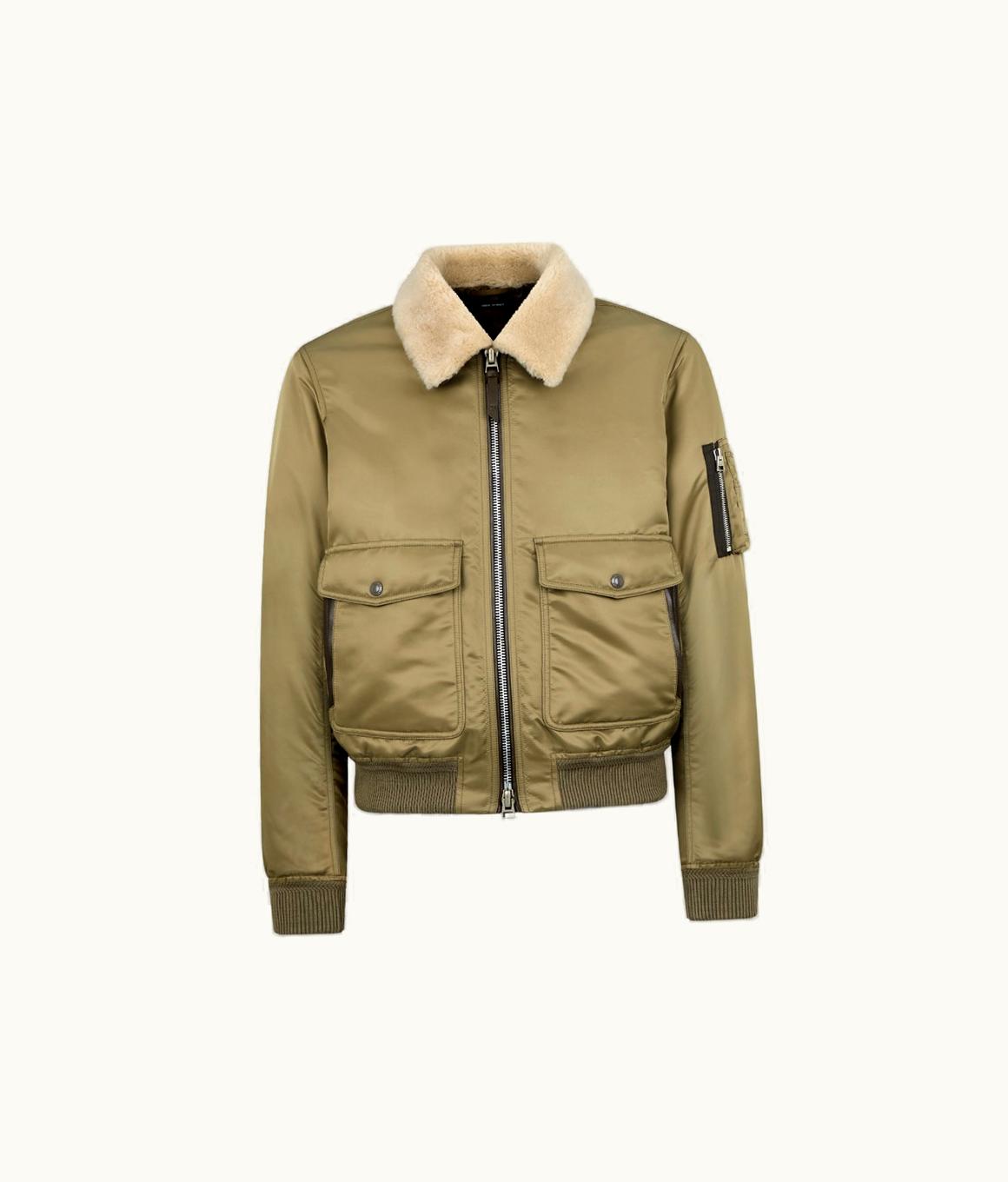 Tom Ford Tom Ford Nylon Twill Shearling Collar Flight Bomber