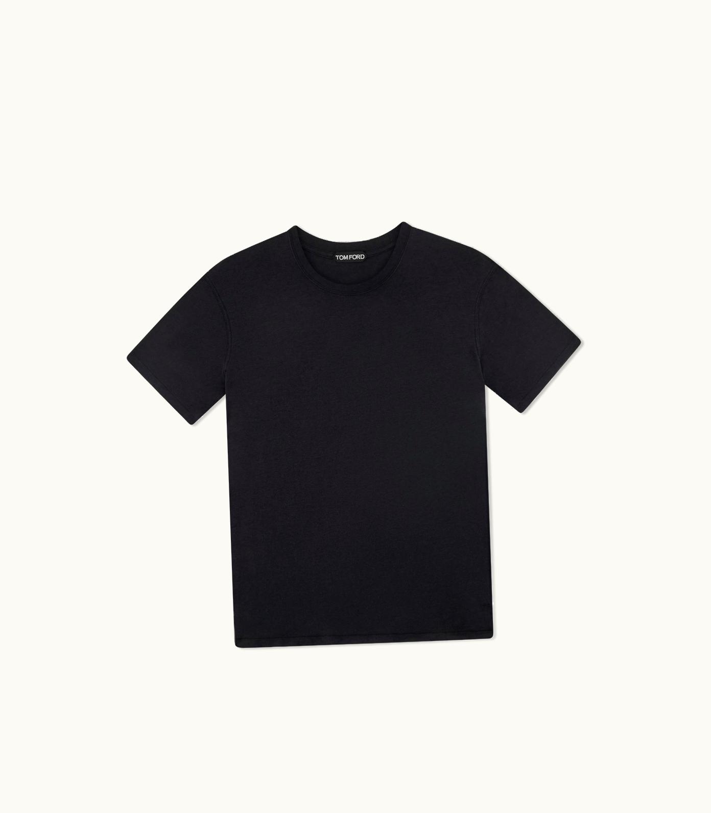 Tom Ford Tom Ford Classic Fit Lyocell Cotton Crew T-Shirt Black