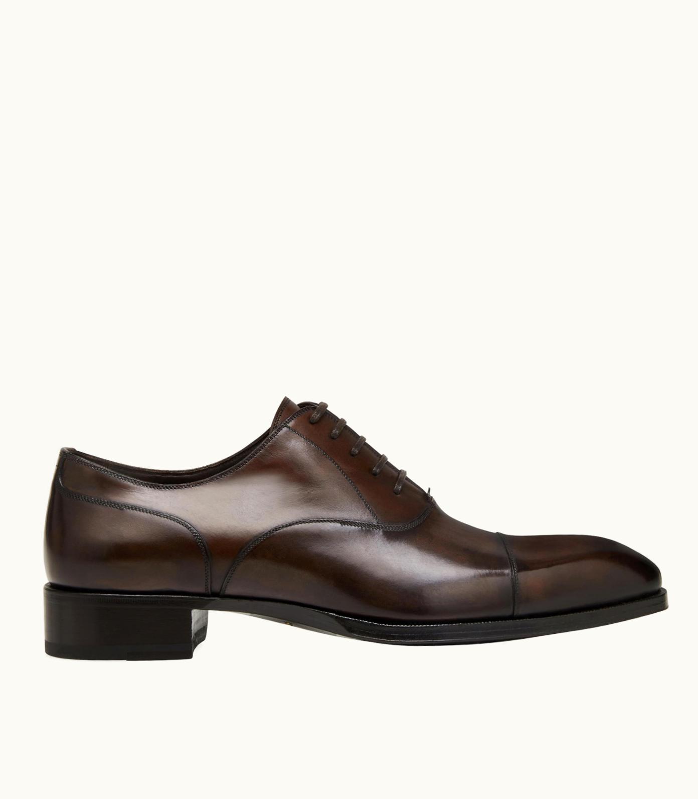 Tom Ford Tom Ford Elkan Burnished Leather Lace Up Shoes Black