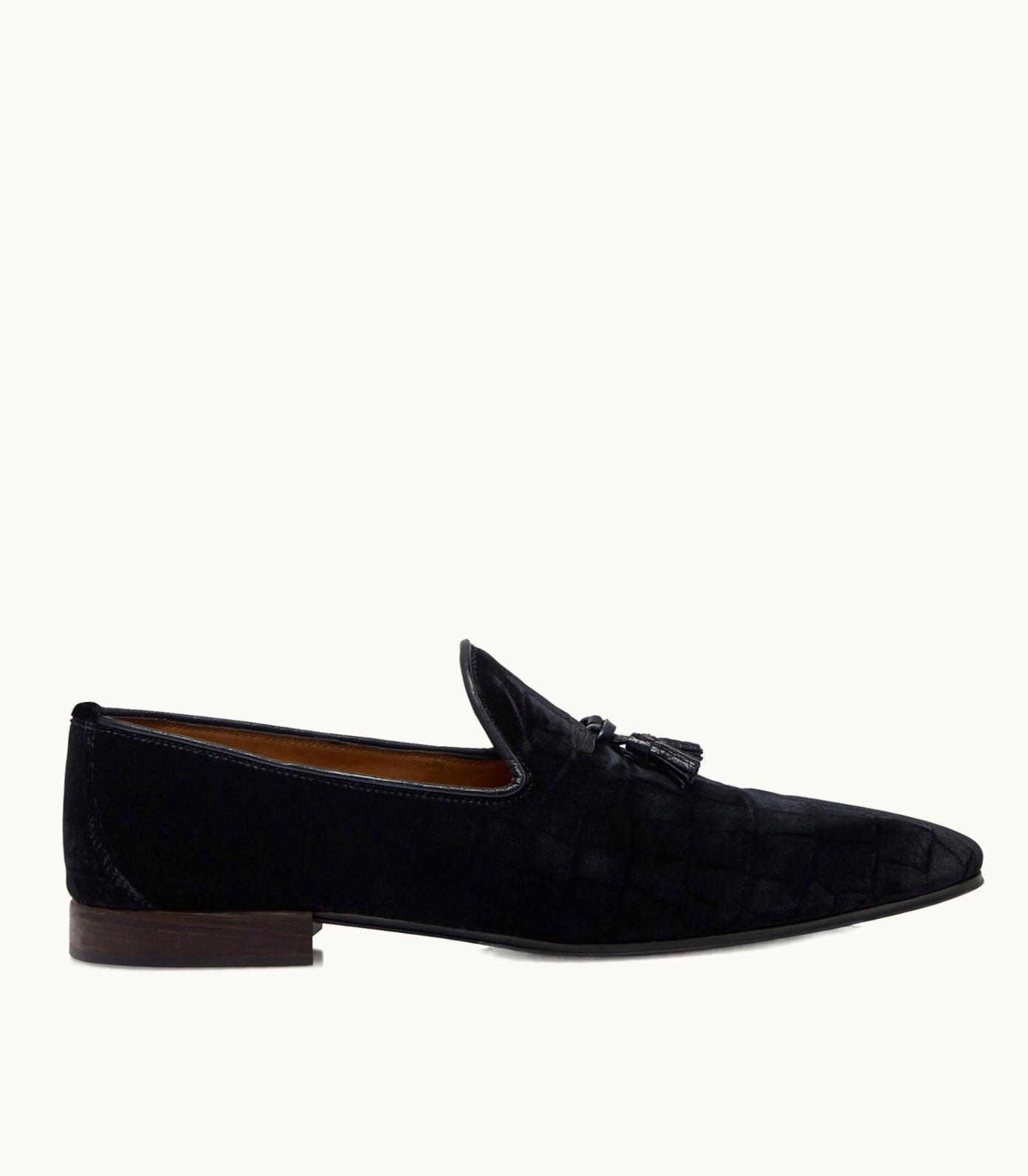 Tom Ford Tom Ford Stamped Croc Velvet Bailey Tassel Slipper