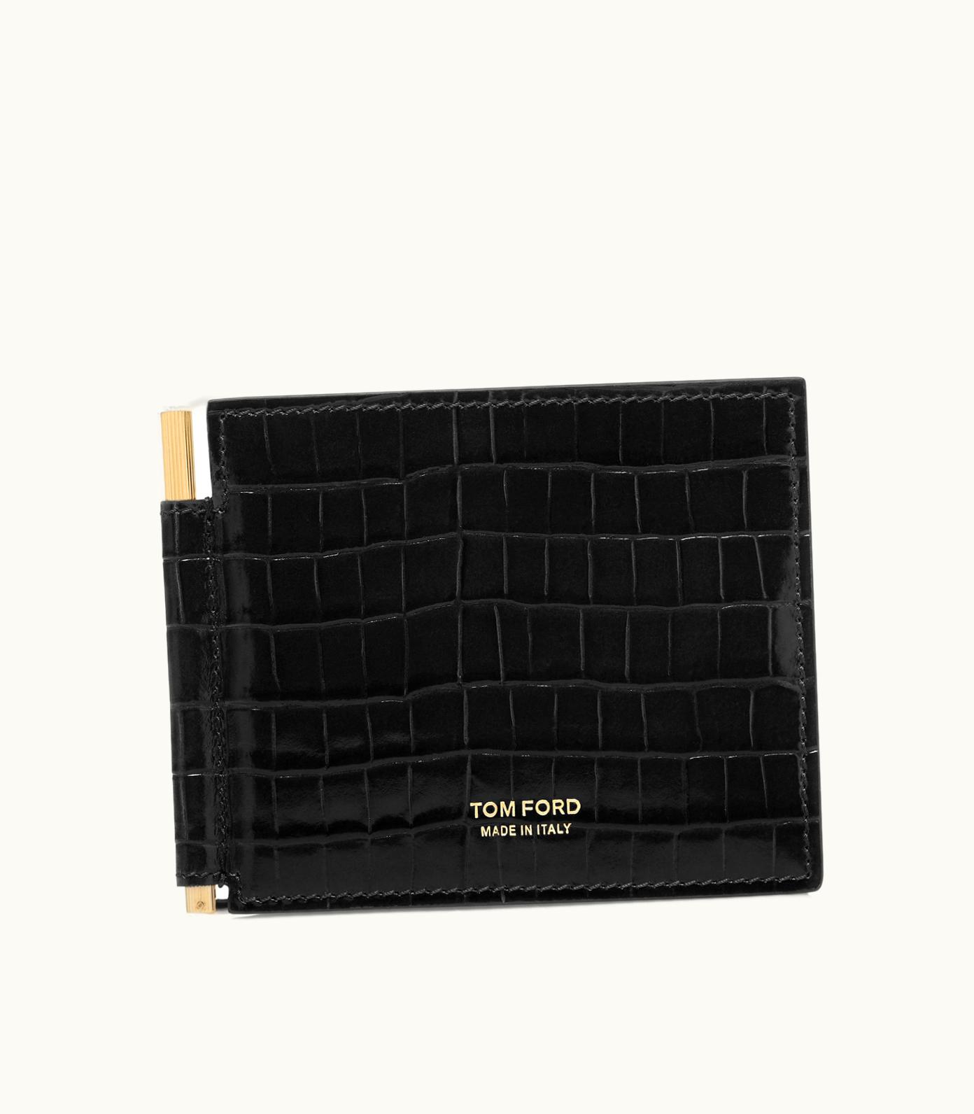 Tom Ford Tom Ford Glossy Printed Croc Money Clip Wallet