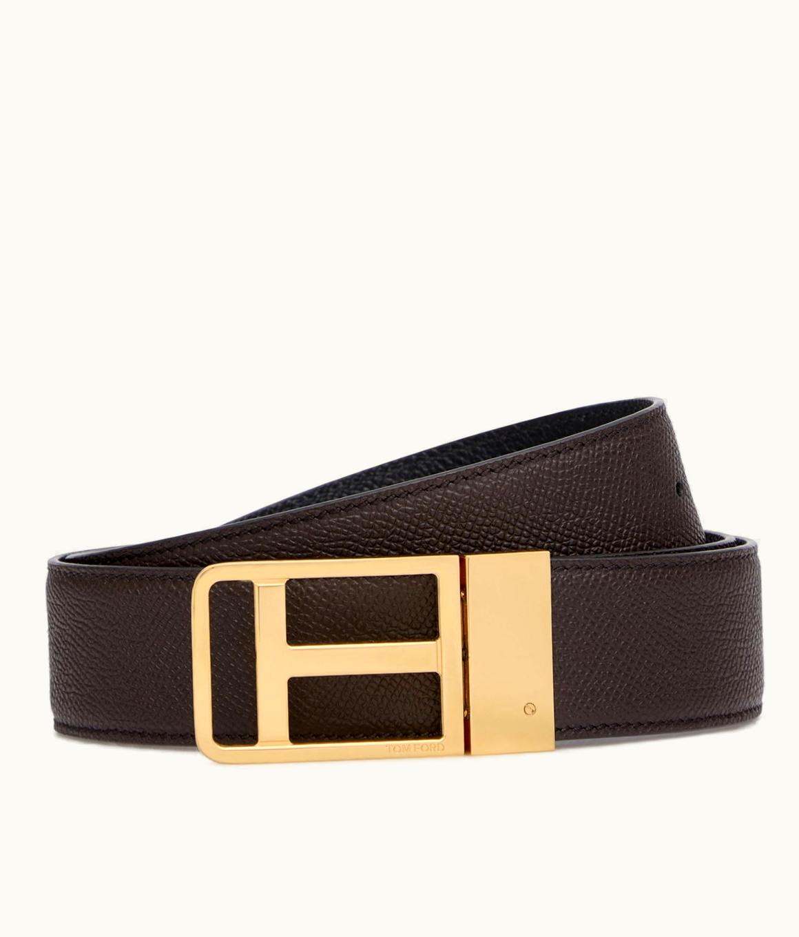 Tom Ford Tom Ford Reversible Framed T Belt 35mm in Black Leather