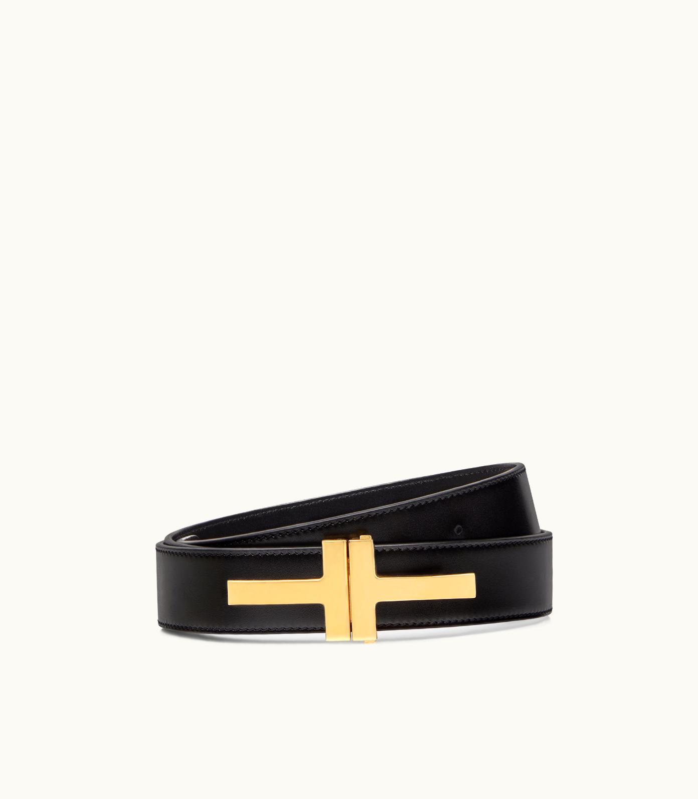 Tom Ford Tom Ford Double T 33mm Smooth Leather Belt Black