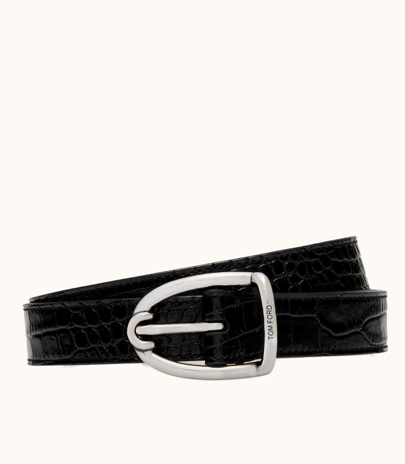 Tom Ford Tom Ford Angled Buckle Belt Printed Alligator Black