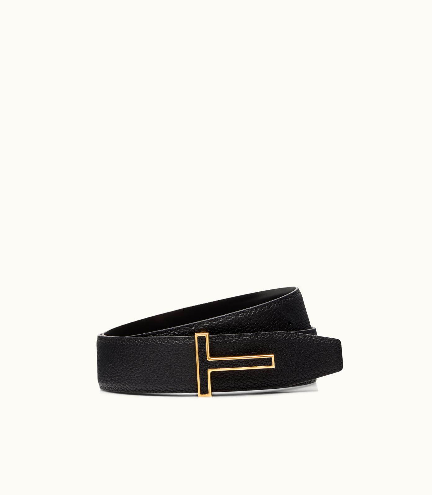 Tom Ford Tom Ford Reversible Grain Leather Insert T Buckle Belt Black