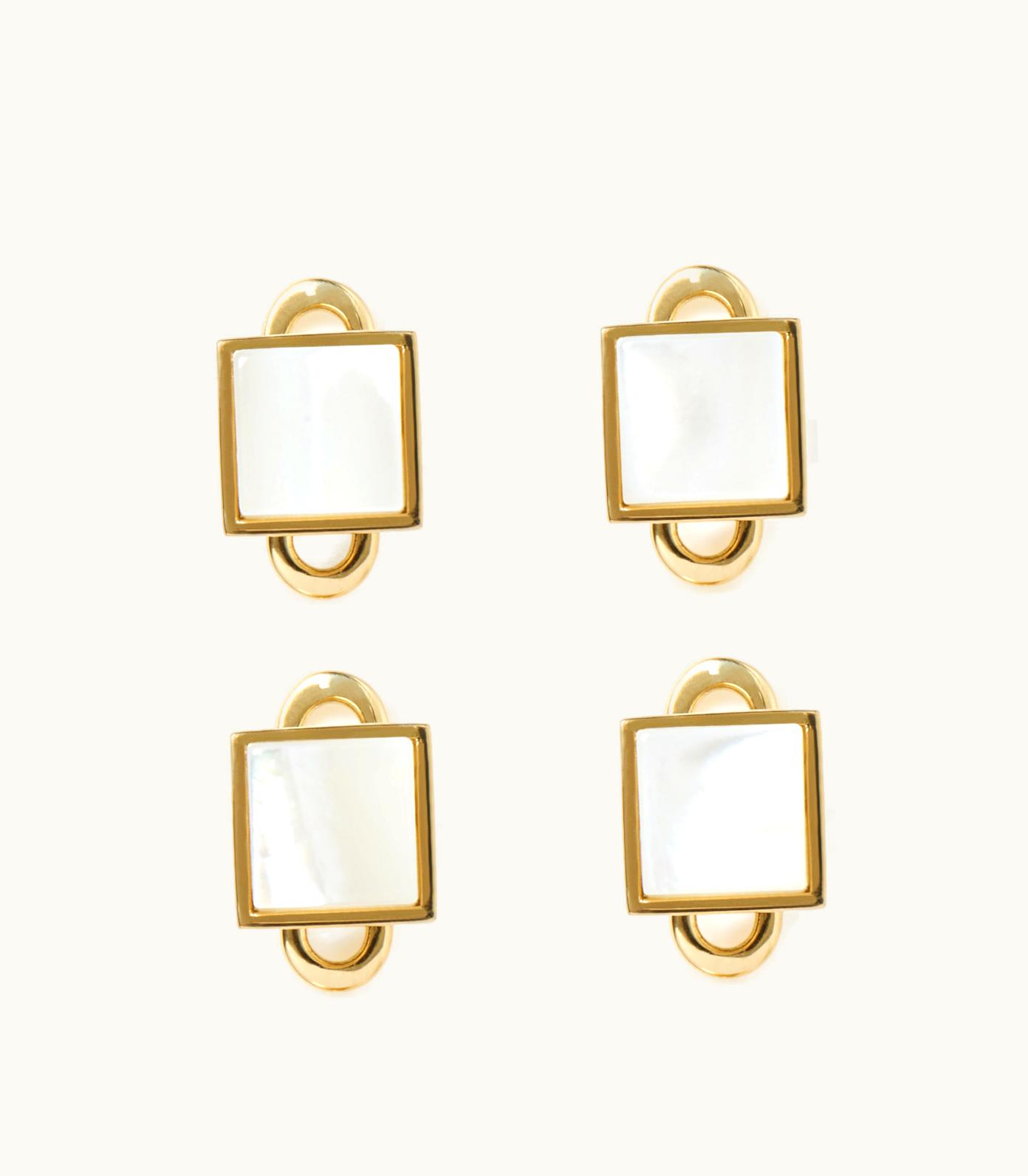 Tom Ford Tom Ford Gold And Pearl Square Studs