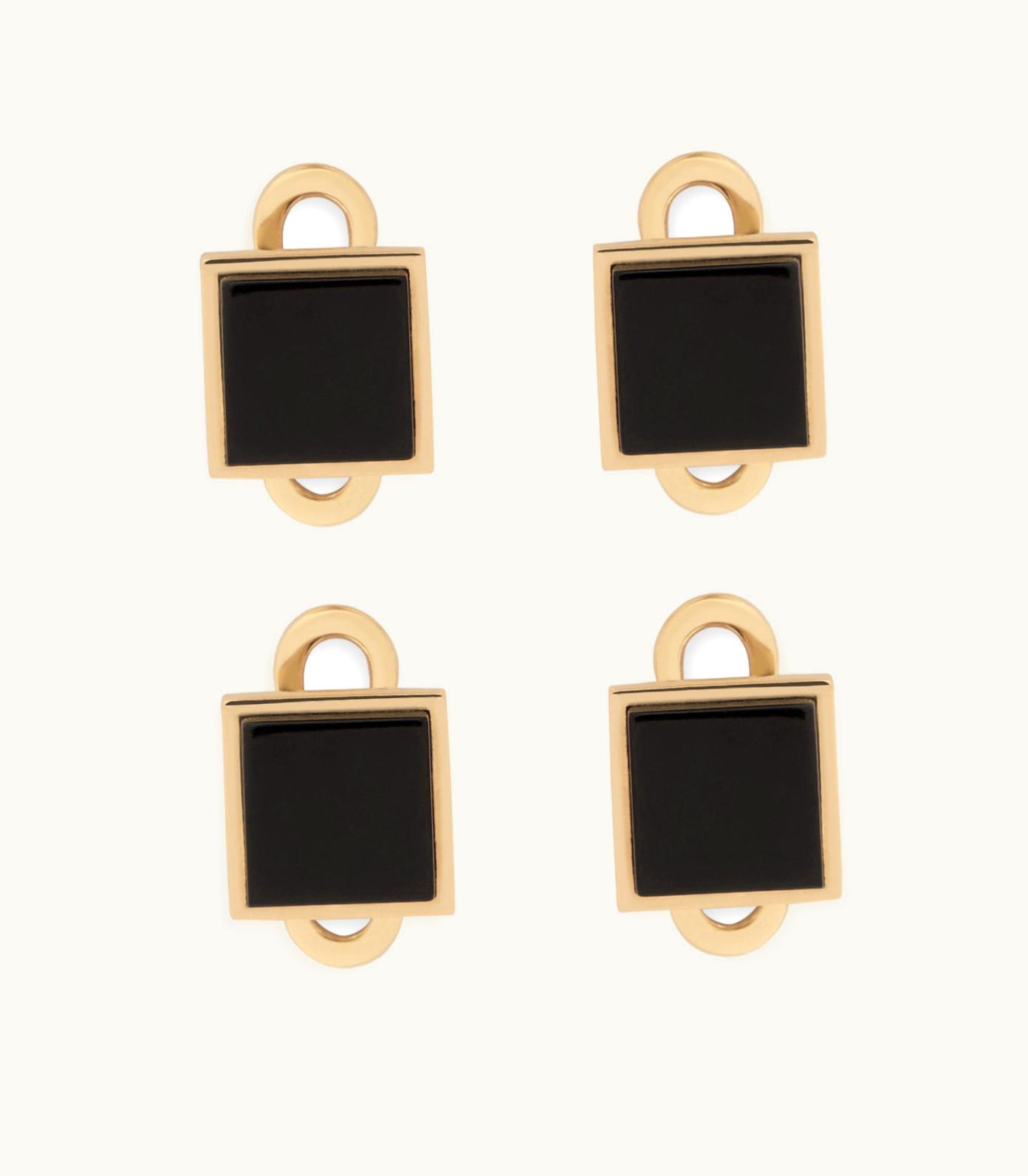 Tom Ford Tom Ford Gold And Onyx Square Studs
