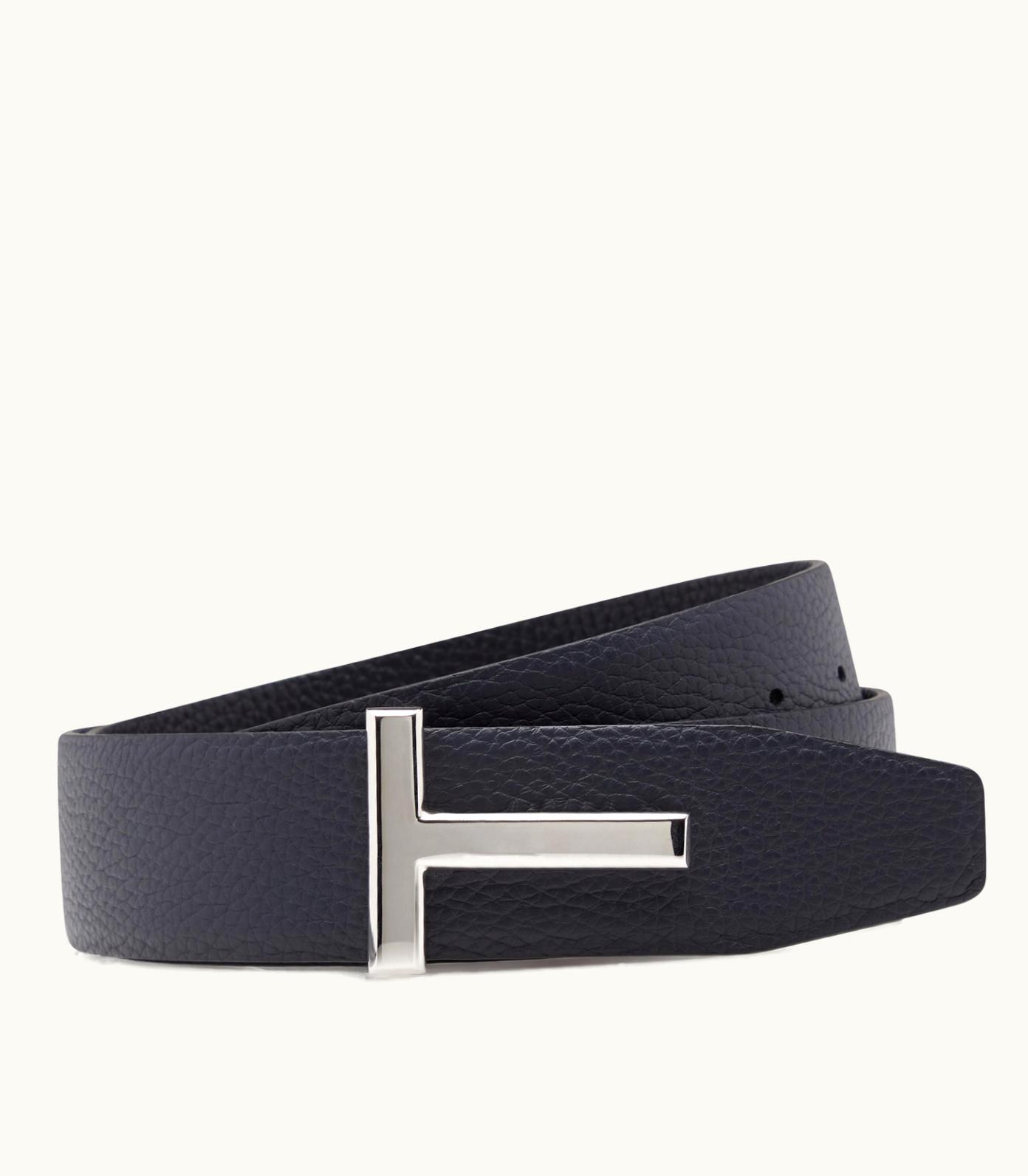 Tom Ford Tom Ford T Icon Reversible Soft Grain Leather Belt Black/Gold