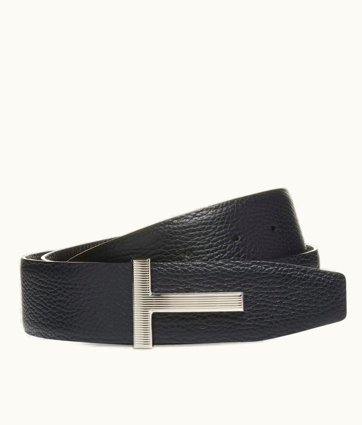 Tom Ford Tom Ford Ridge T Soft Grain Leather Reversible Belt Black & Brown