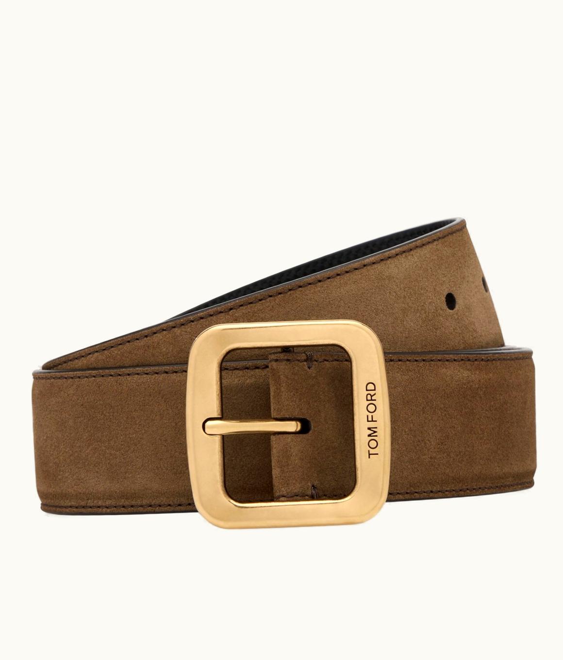 Tom Ford Tom Ford Square Buckle Jeans Belt Luxurious Leather Gold