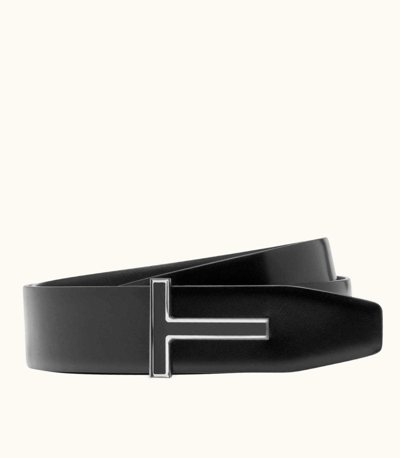 Tom Ford Tom Ford Leather Enamel T Ridge Belt