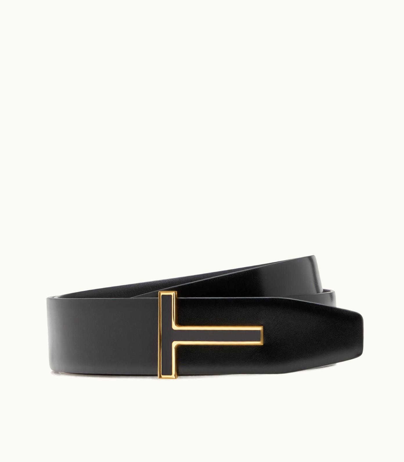 Tom Ford Tom Ford Smooth Leather Enamel Insert T Belt