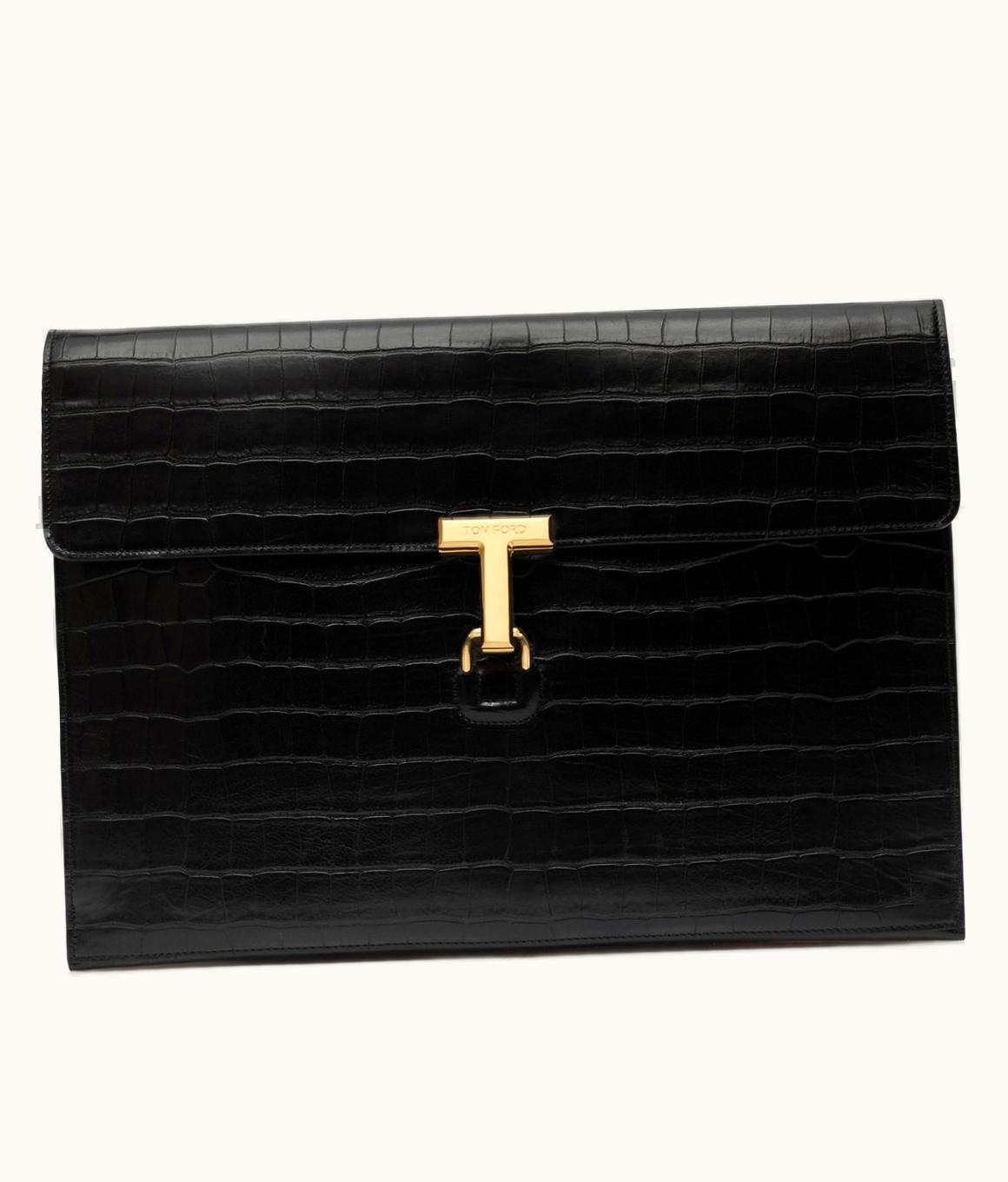 Tom Ford Tom Ford Stamped Croc Leather T Pin Portfolio
