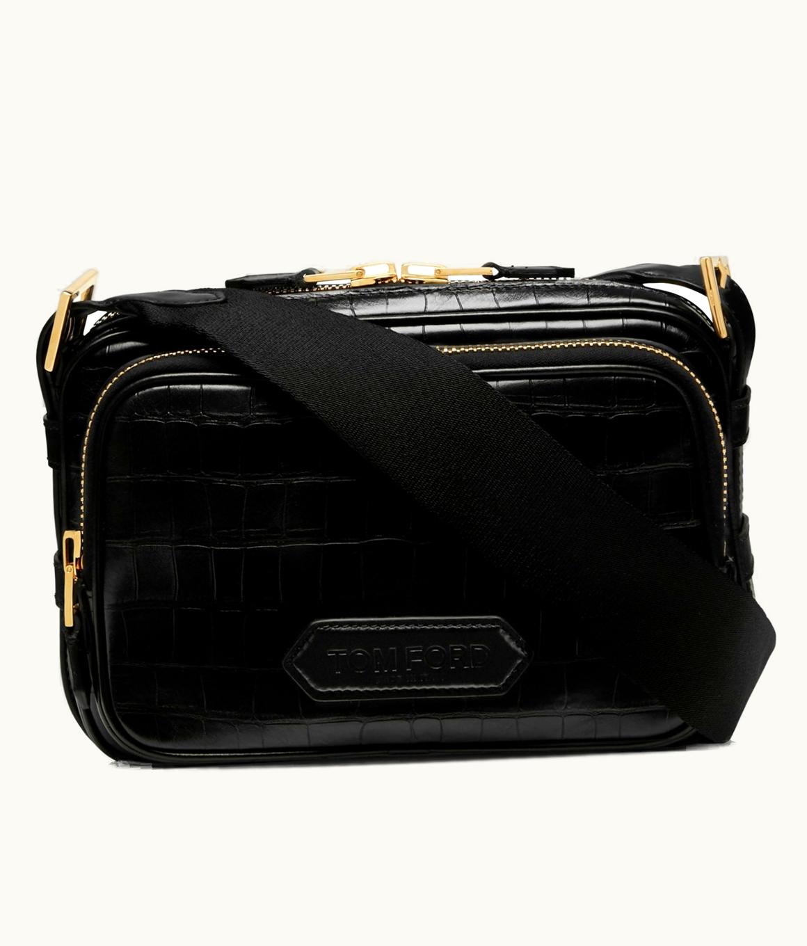 Tom Ford Tom Ford Stamped Croc Leather Medium Double Tier Messenger