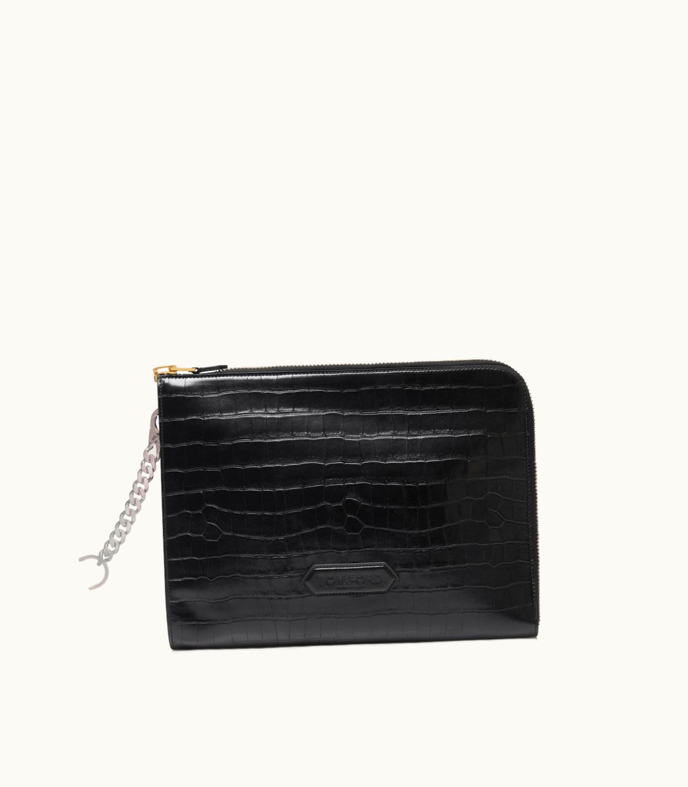 Tom Ford Tom Ford Stamped Croc Leather Chain Portfolio