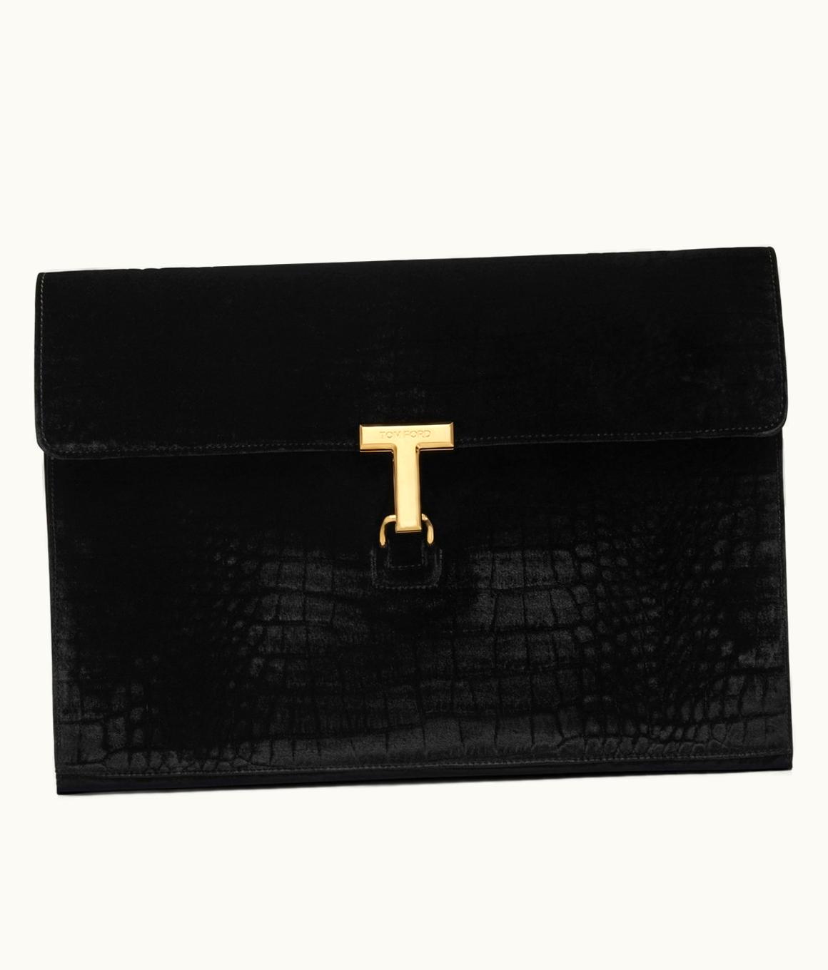Tom Ford Tom Ford Stamped Croc Velvet T Pin Portfolio