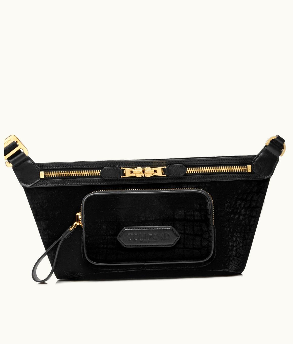 Tom Ford Tom Ford Stamped Croc Velvet Slim Belt Bag
