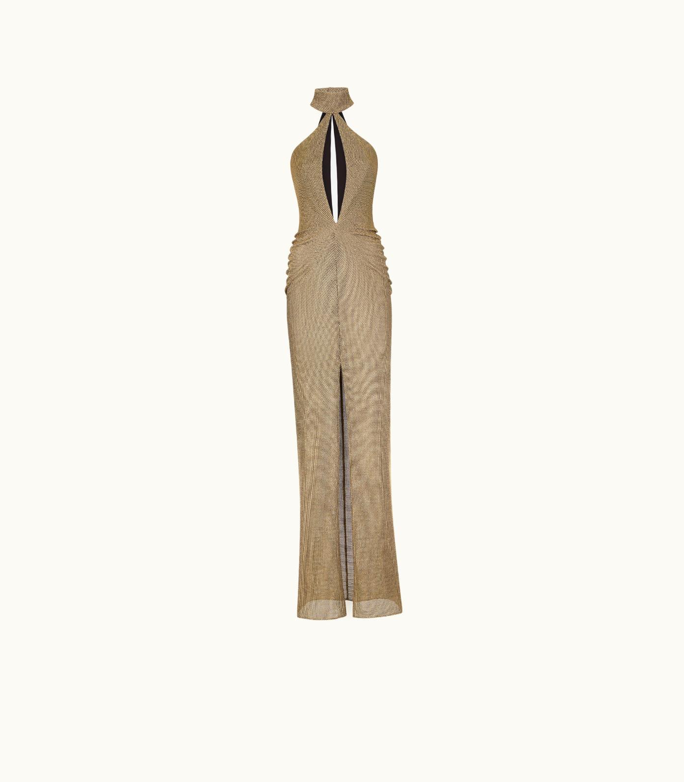 Tom Ford Tom Ford Honeycomb Viscose Jersey Halterneck Evening Dress