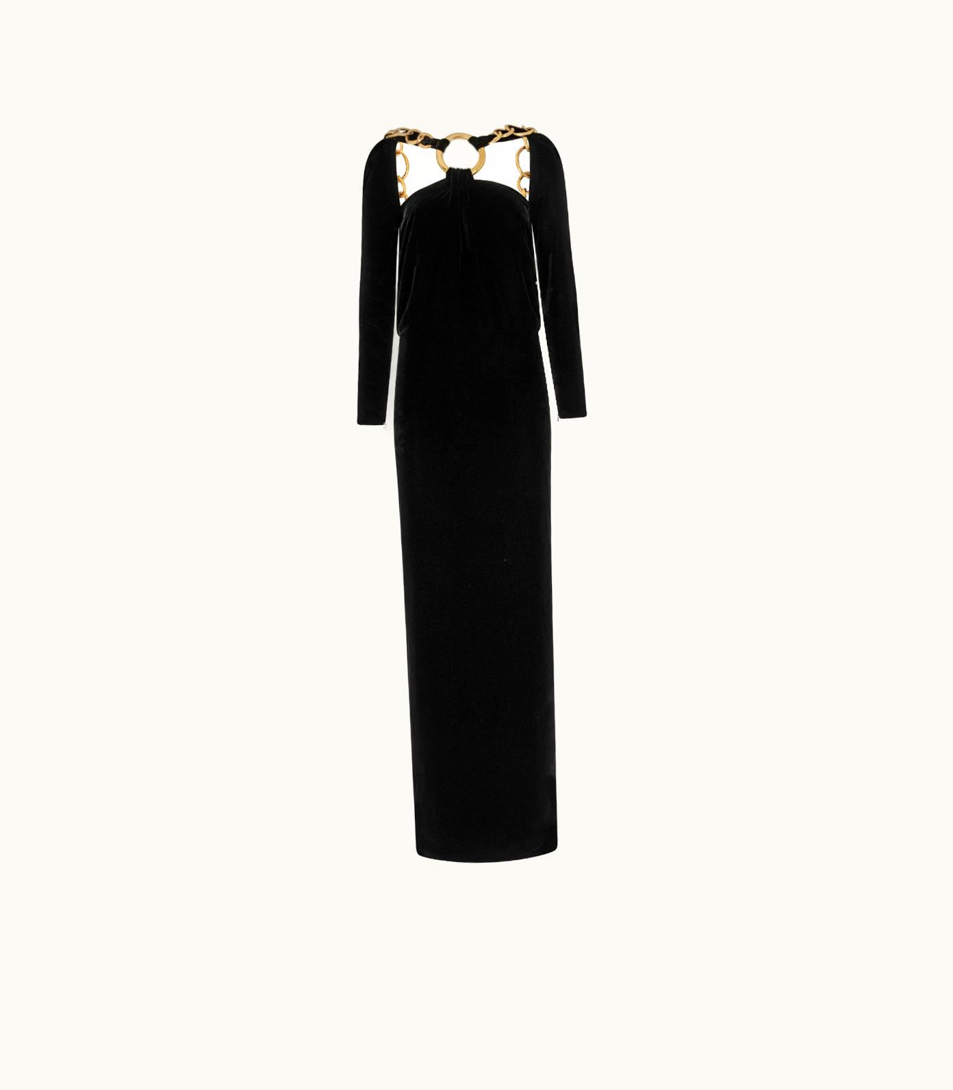 Tom Ford Tom Ford Velvet Open Back Gown With Chain