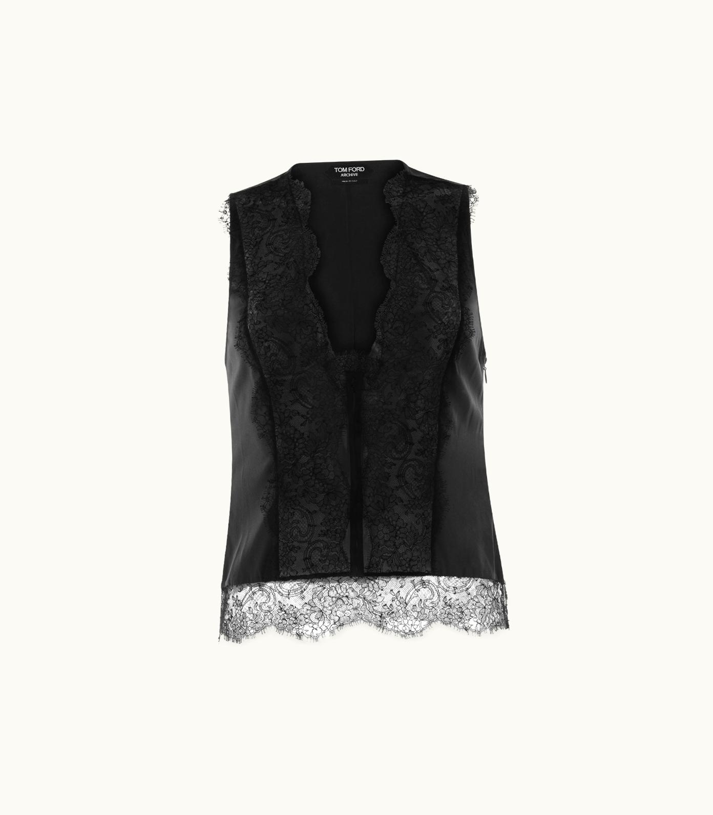 Tom Ford Tom Ford Silk Satin & Chantilly Lace Top