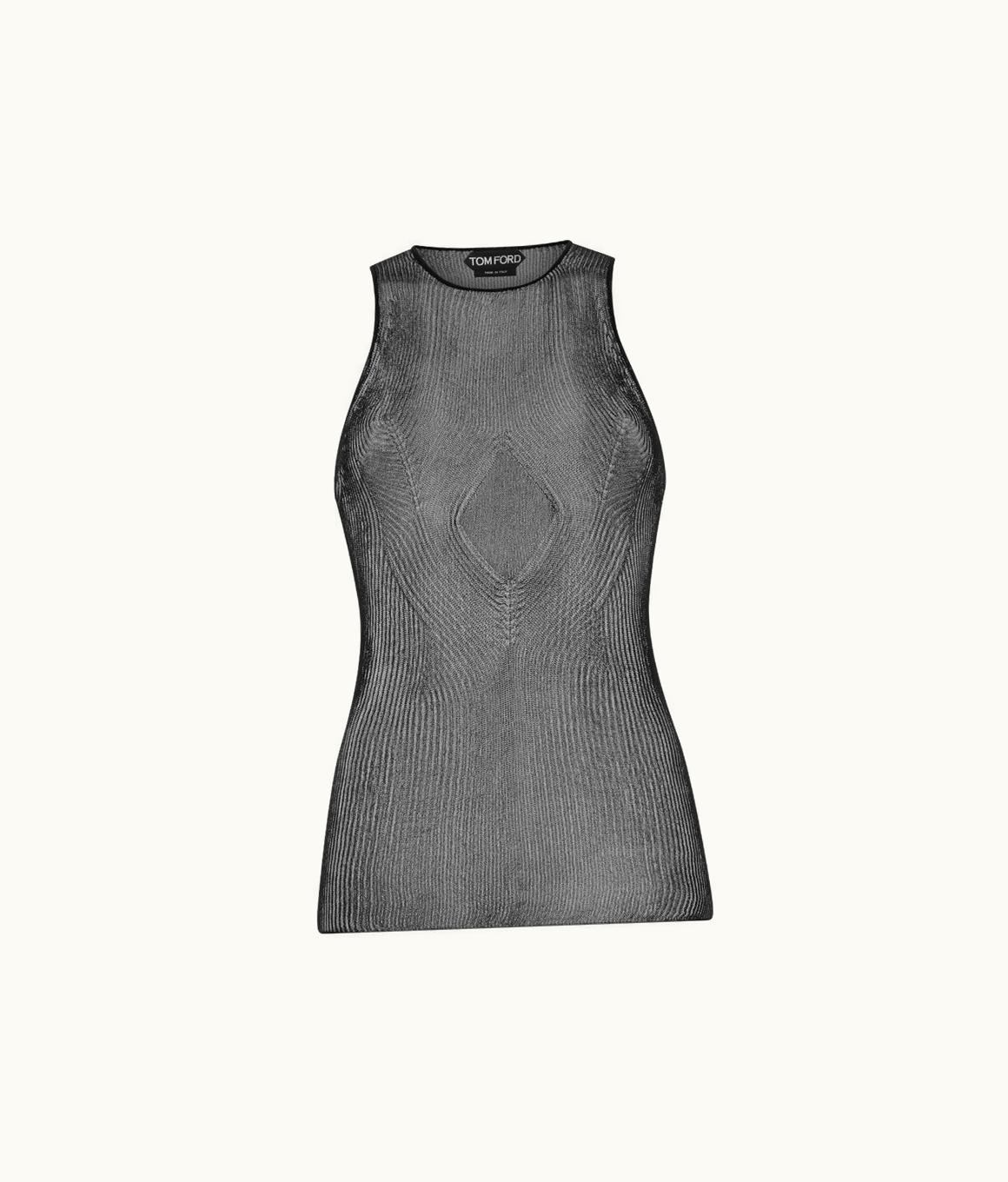 Tom Ford Tom Ford Ribbed Silk Halter Tank Top Black