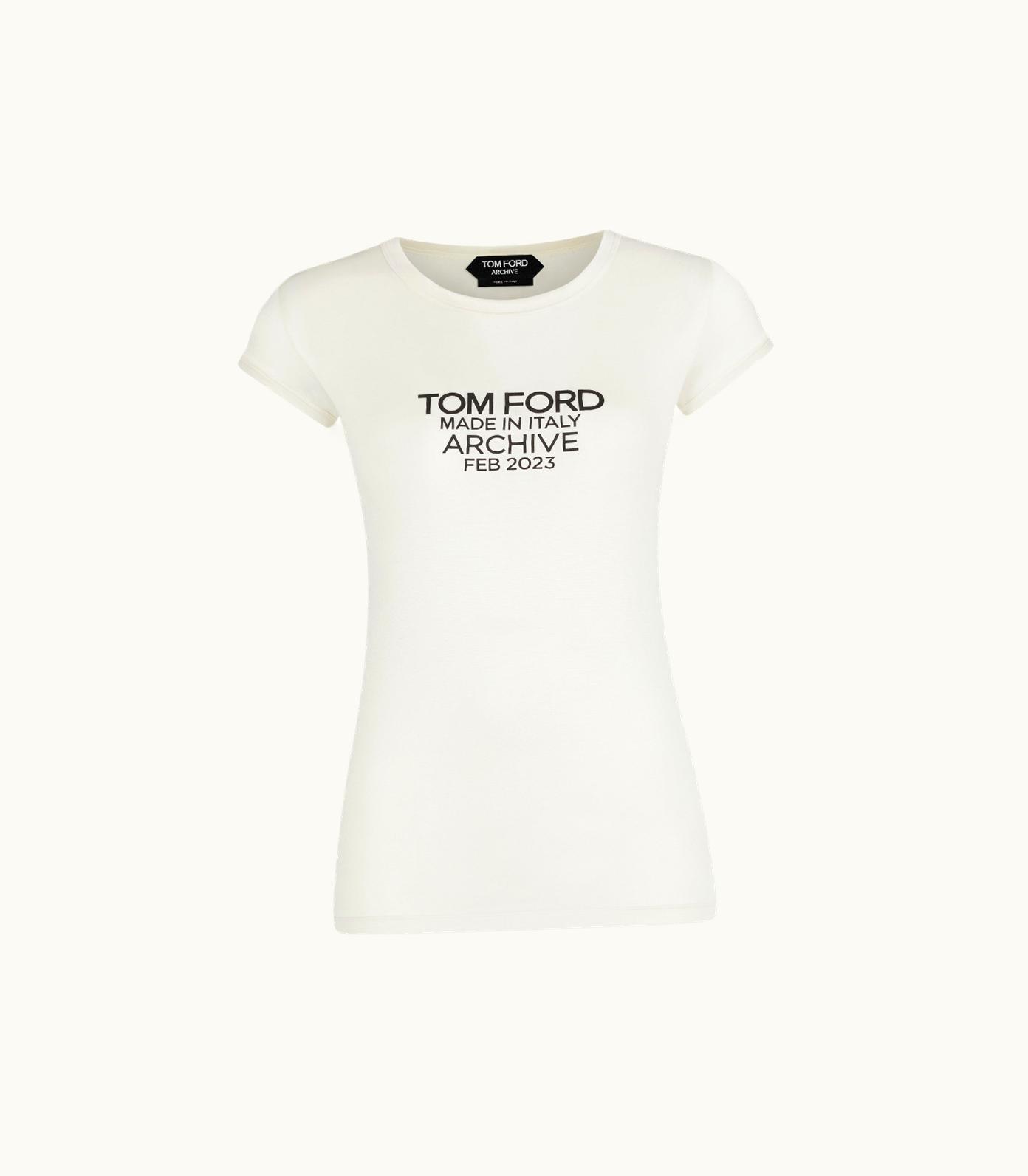 Tom Ford Silk Jersey Fitted T-SHIRT With Tom Ford Archive Logo