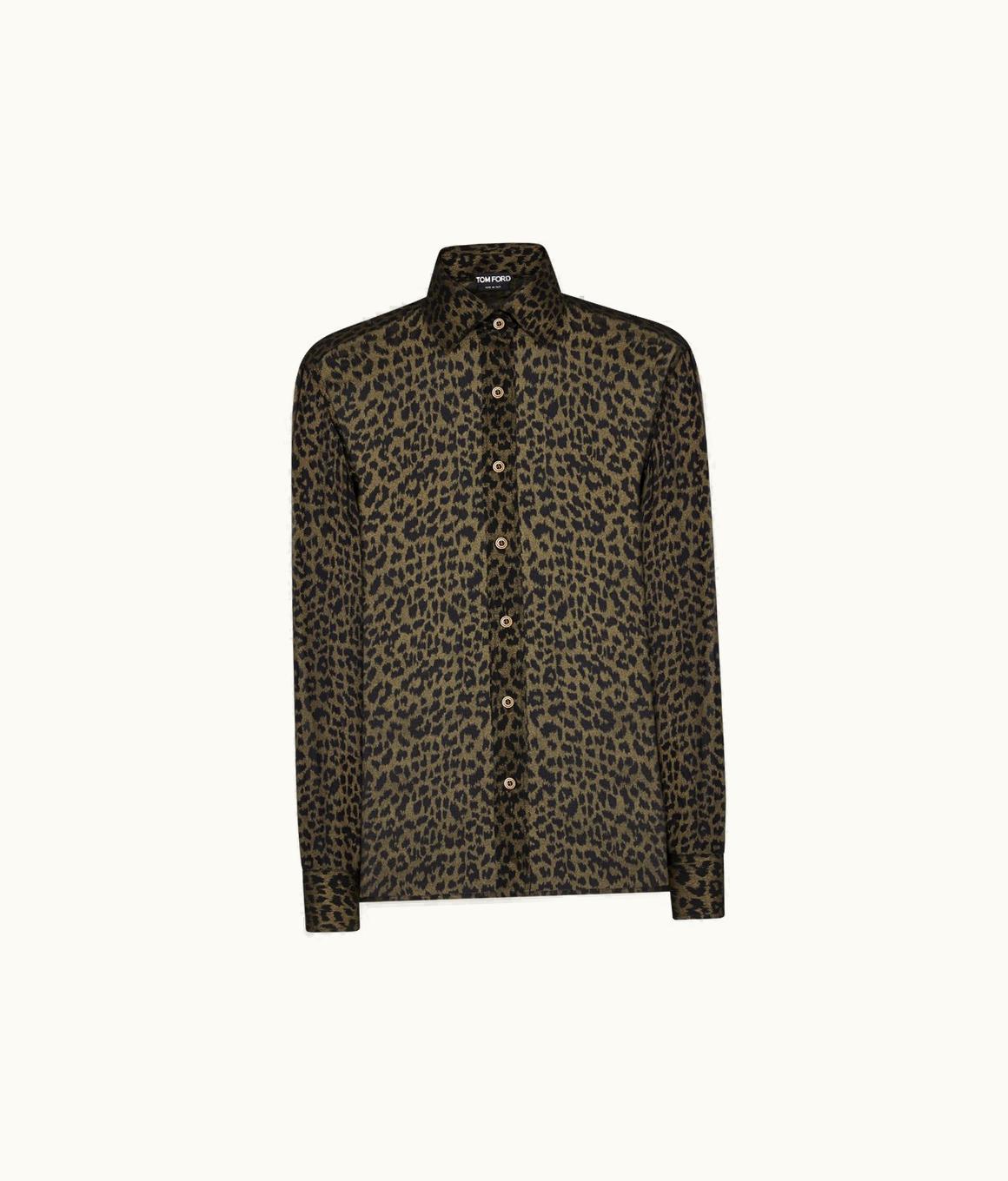Tom Ford Tom Ford Leopard Laminated Silk Chiffon Shirt