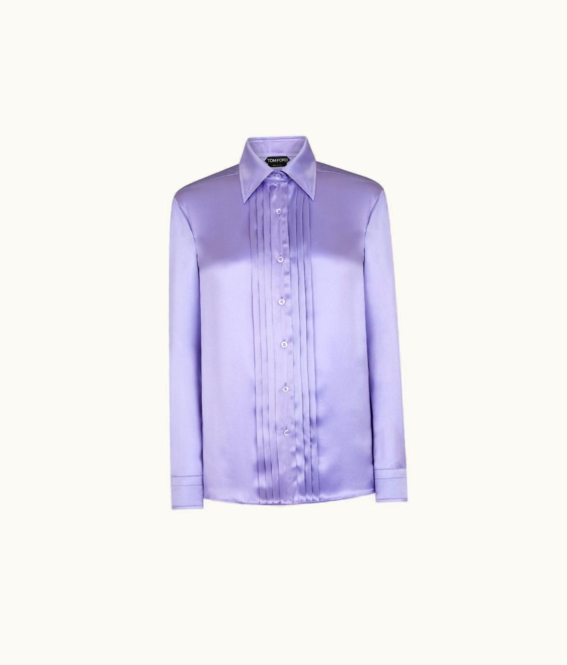 Tom Ford Tom Ford Fluid Charmeuse Silk Shirt With Plisse Plastron