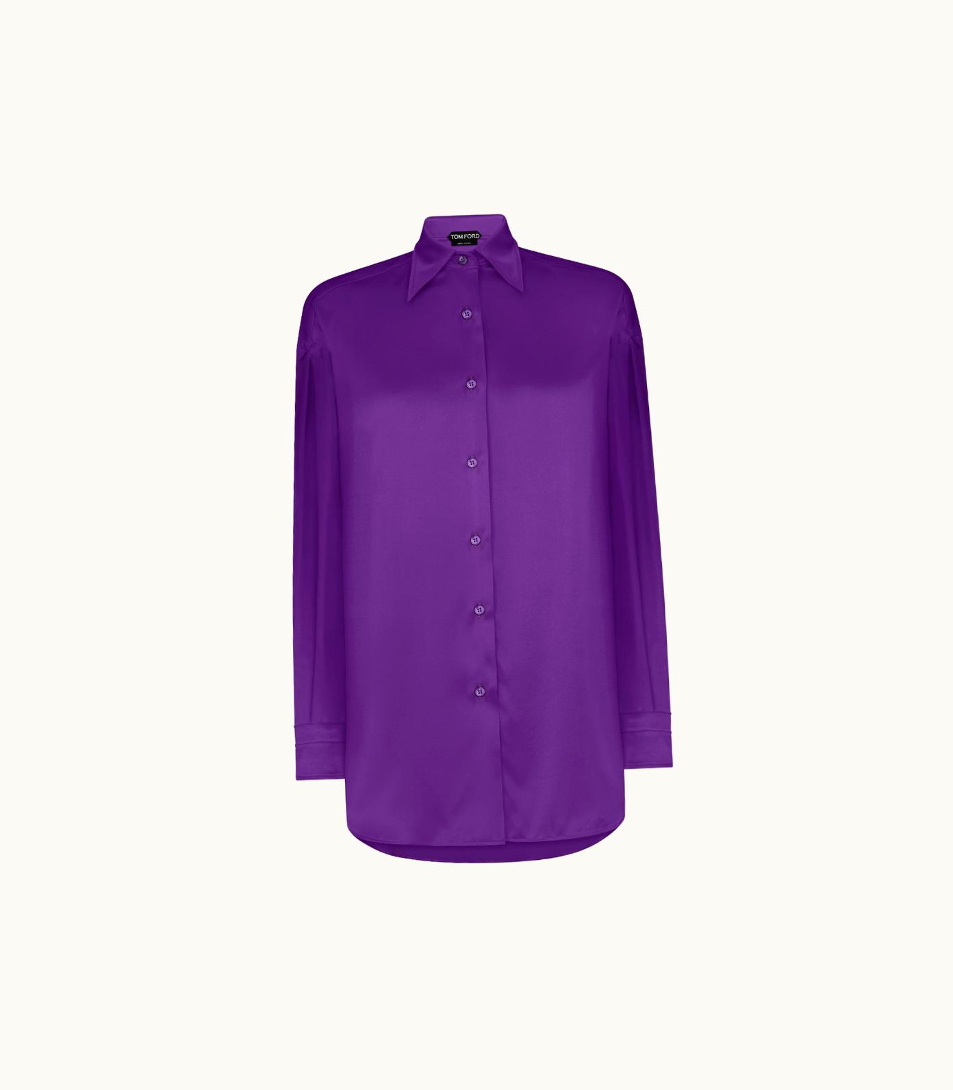 Tom Ford Tom Ford Stretch Silk Satin Relaxed Fit Long Sleeve Shirt