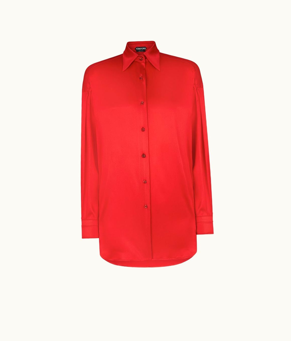 Tom Ford Tom Ford Stretch Silk Satin Relaxed Fit Shirt 5689620975