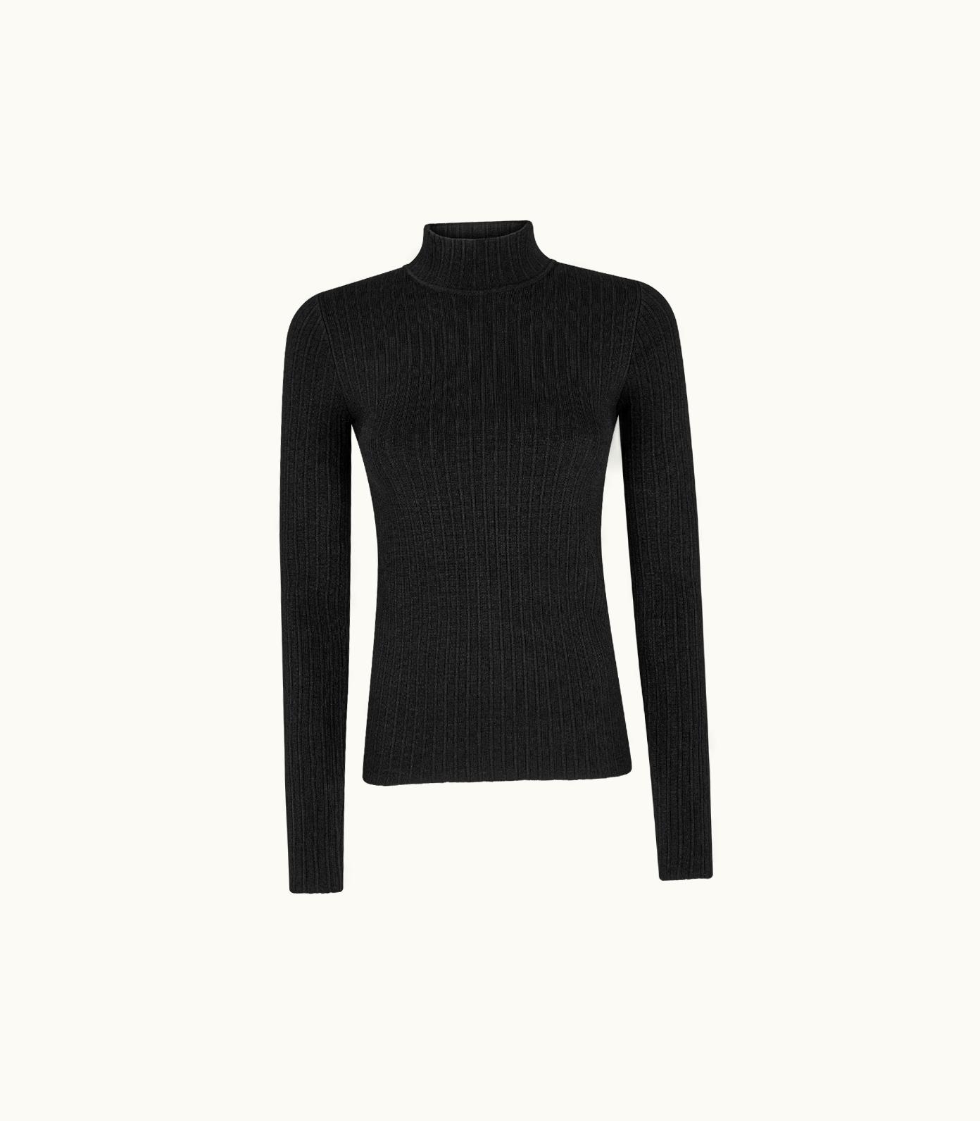 Tom Ford Tom Ford Fine Silk Rib Mock Neck Top