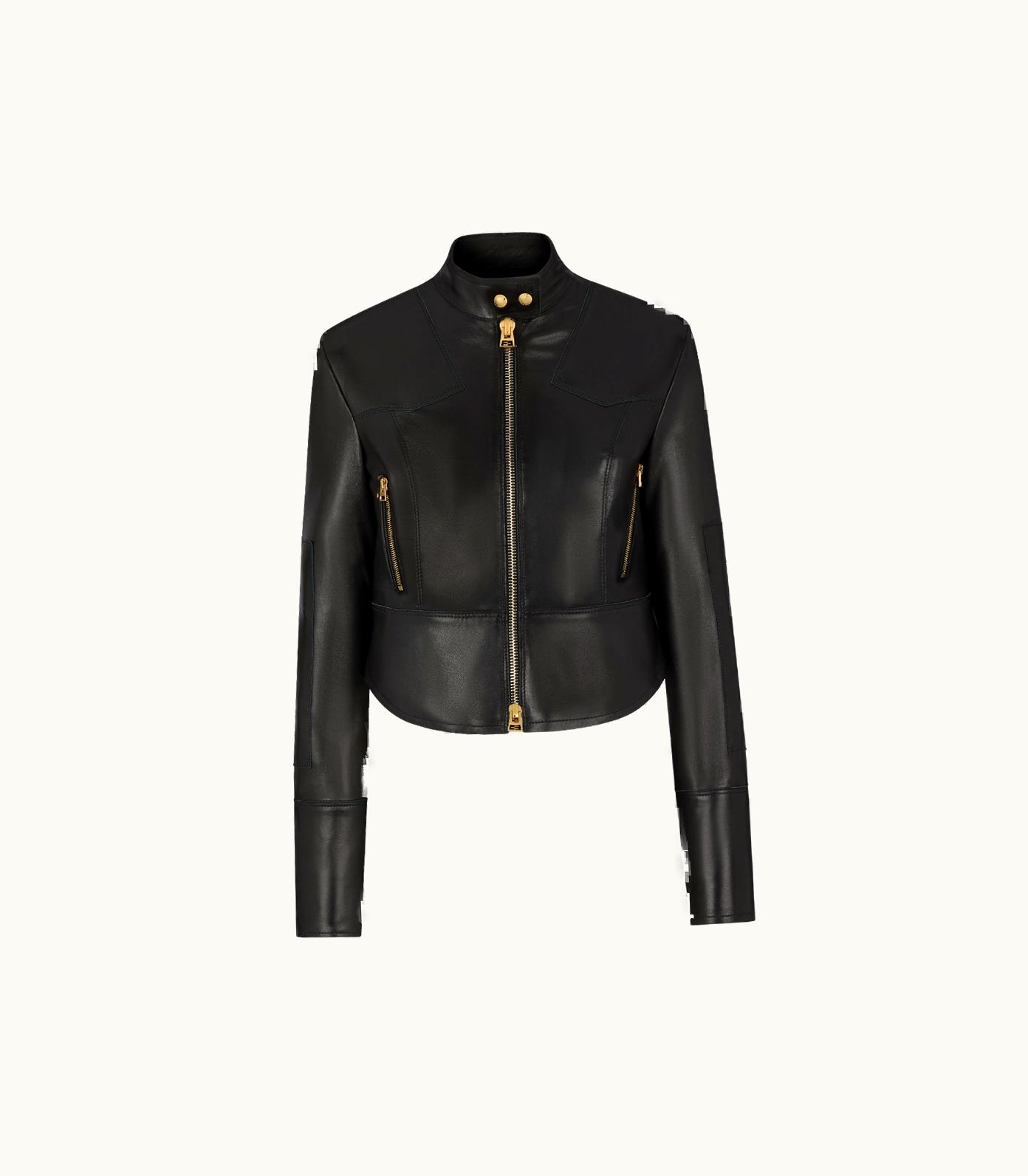 Tom Ford Tom Ford New Plonge Leather Crop Biker Jacket