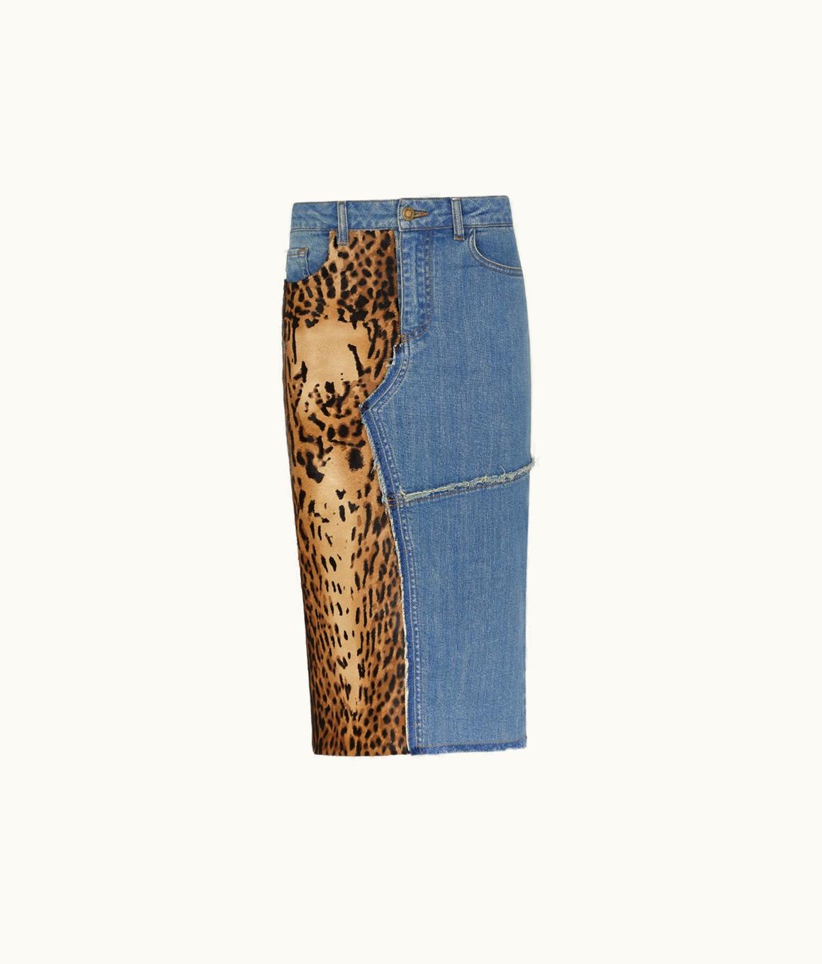 Tom Ford Tom Ford Denim & Calf Hair Pencil Skirt