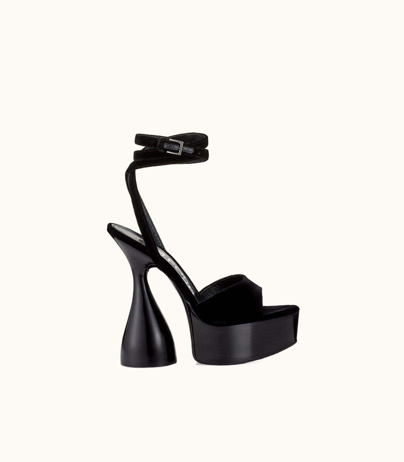 Tom Ford Tom Ford Clessidra Velvet Platform Sandal 140 MM Black
