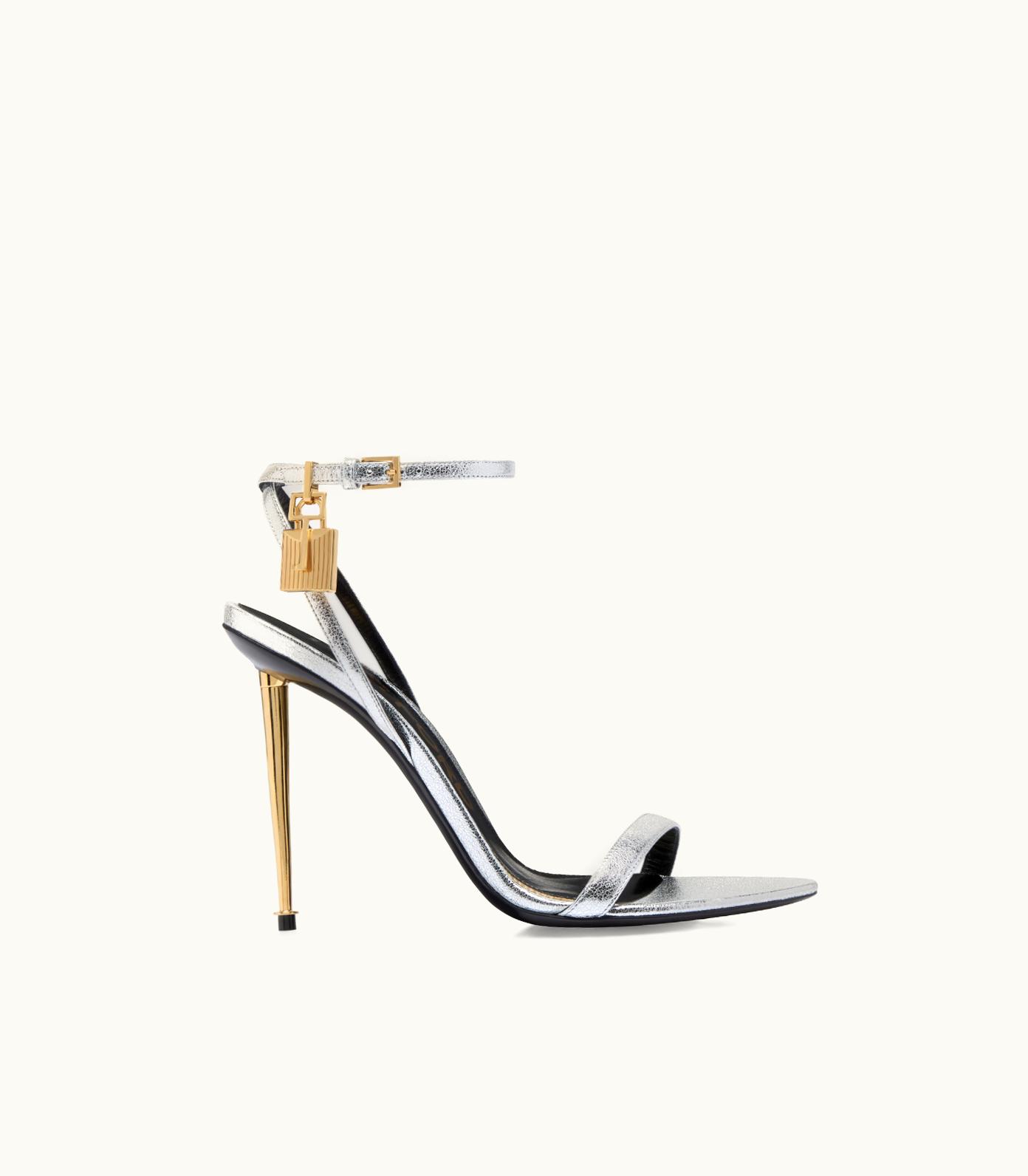 Tom Ford Tom Ford Iconic Spike Heel Padlock Pointy Naked Sandal Black