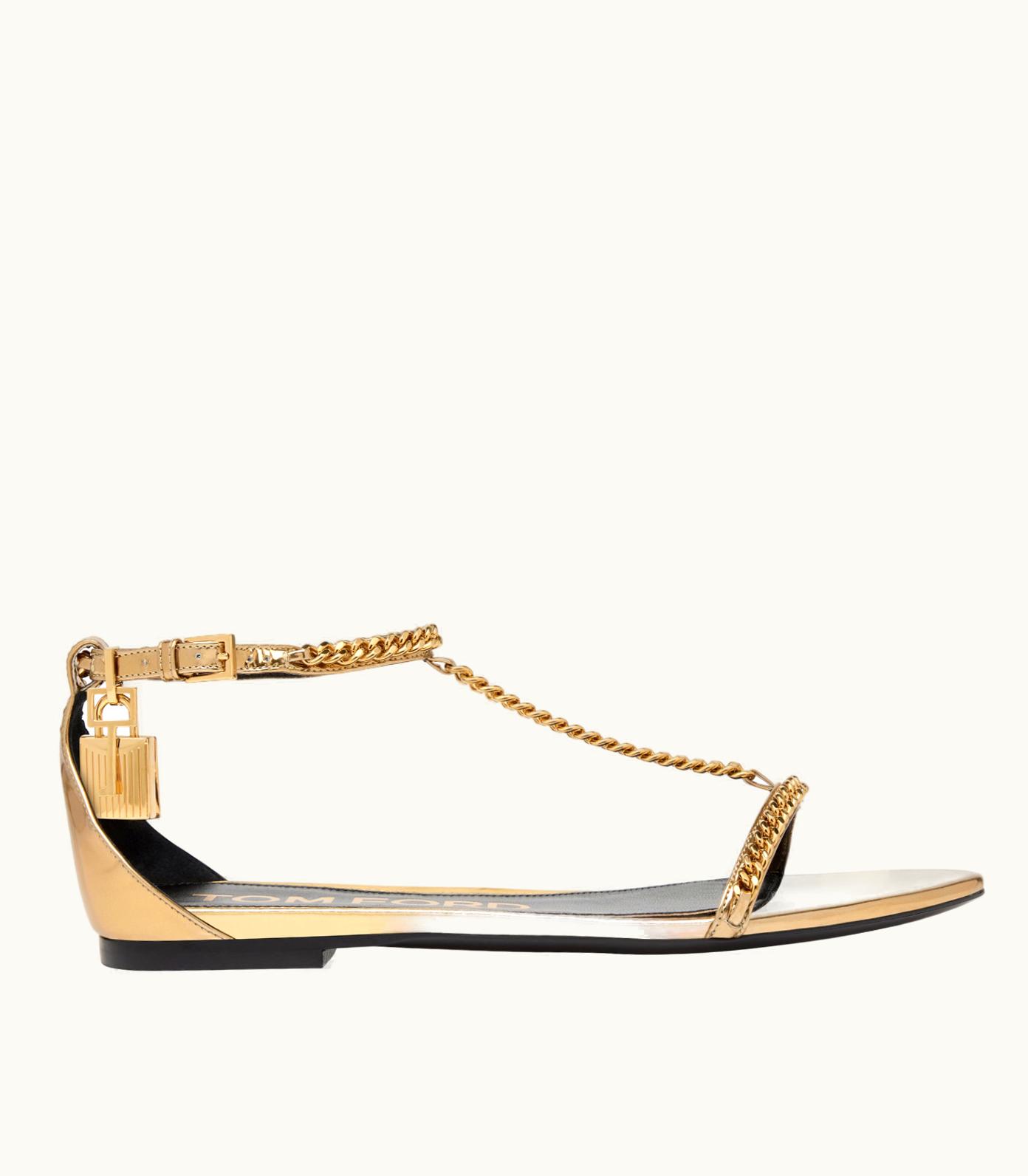 Tom Ford Tom Ford Mirror Leather Padlock Chain Sandal