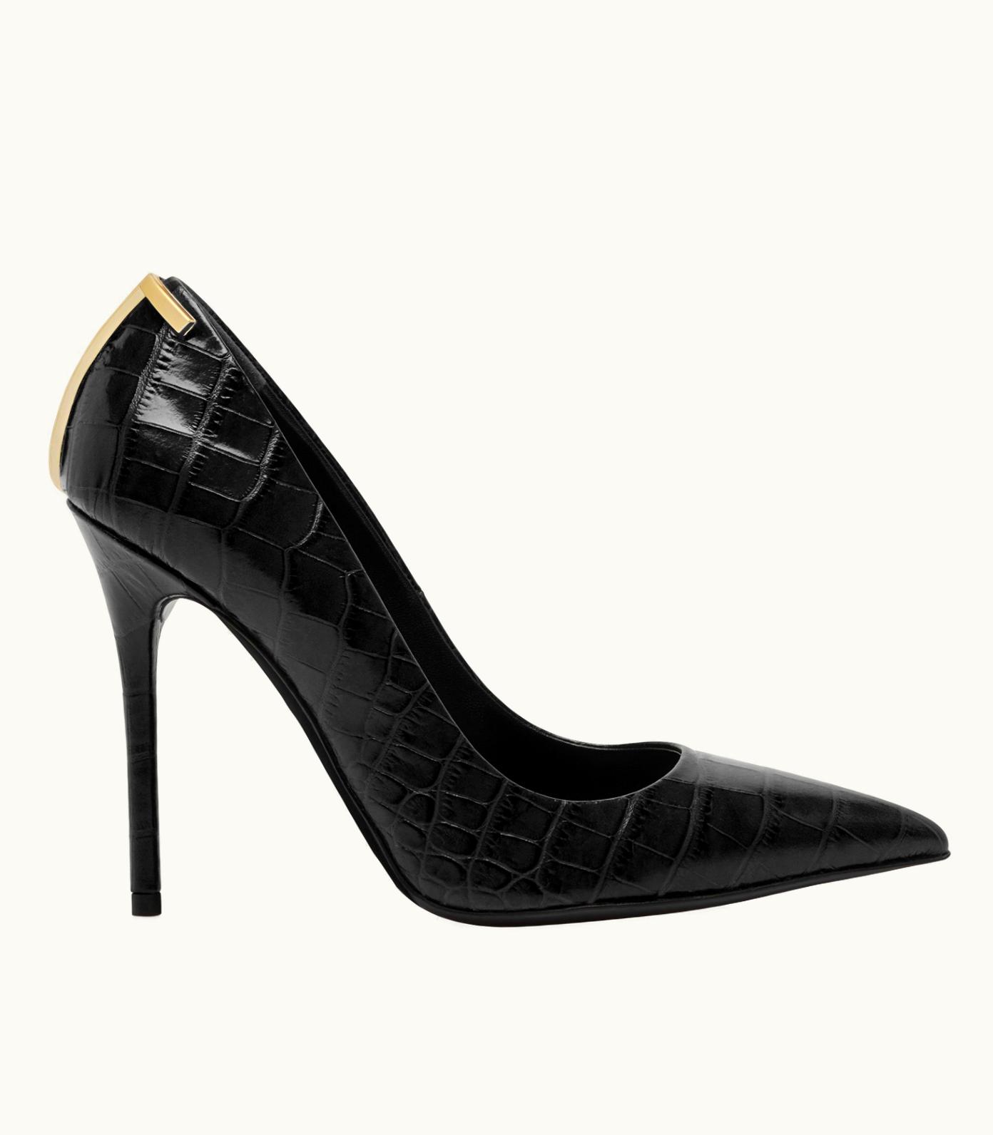 Tom Ford Tom Ford Shiny Stamped Crocodile Leather Iconic T Pump