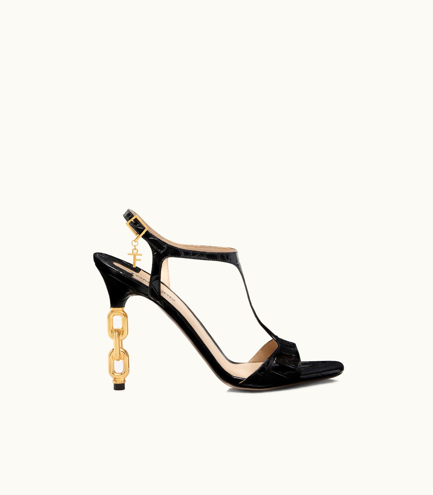 Tom Ford Tom Ford Glossy Stamped Crocodile Leather Galaxy Sandal